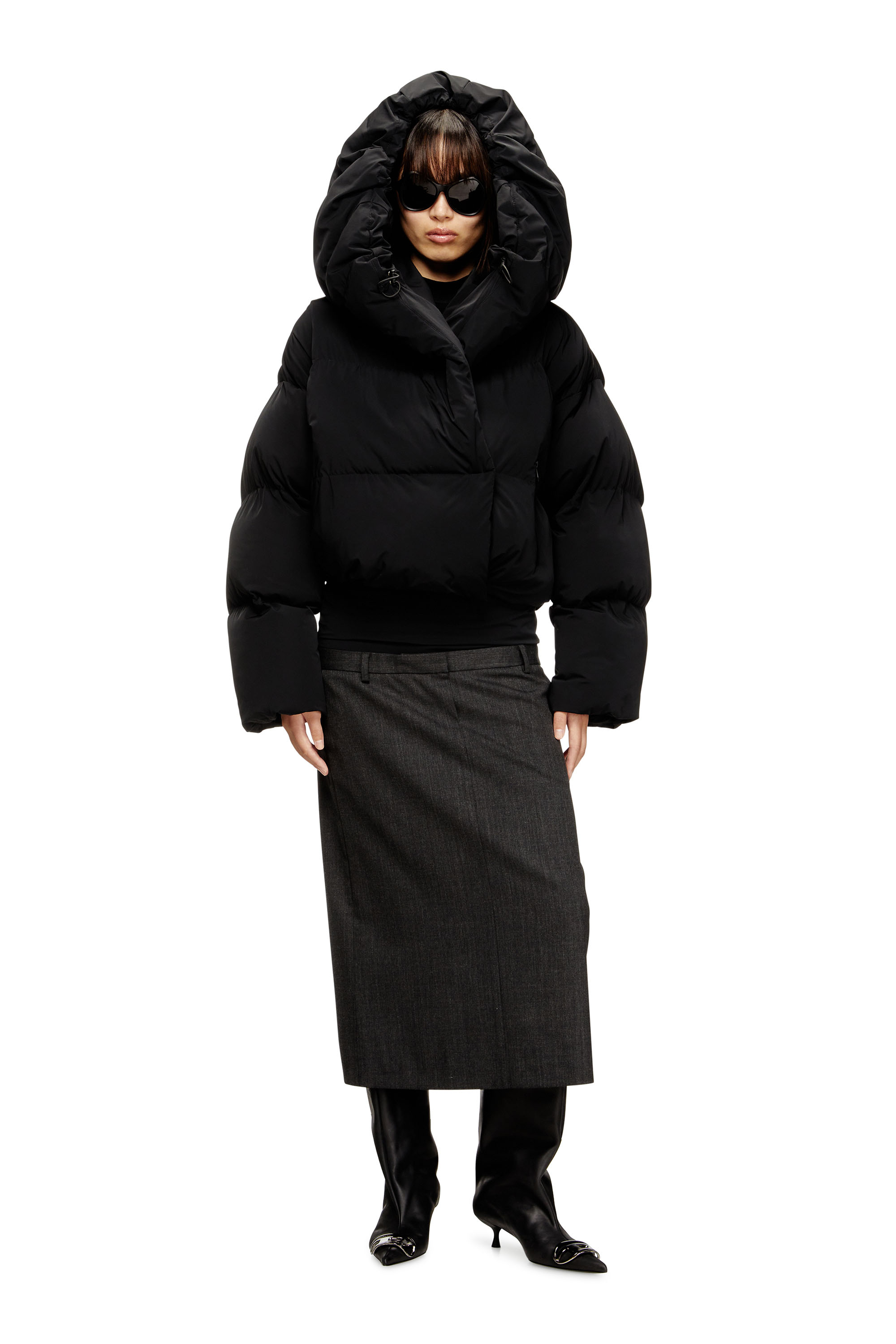 Diesel - W-ILEY-T1, Doudoune enveloppante en nylon bi-stretch Femme in Noir - 2