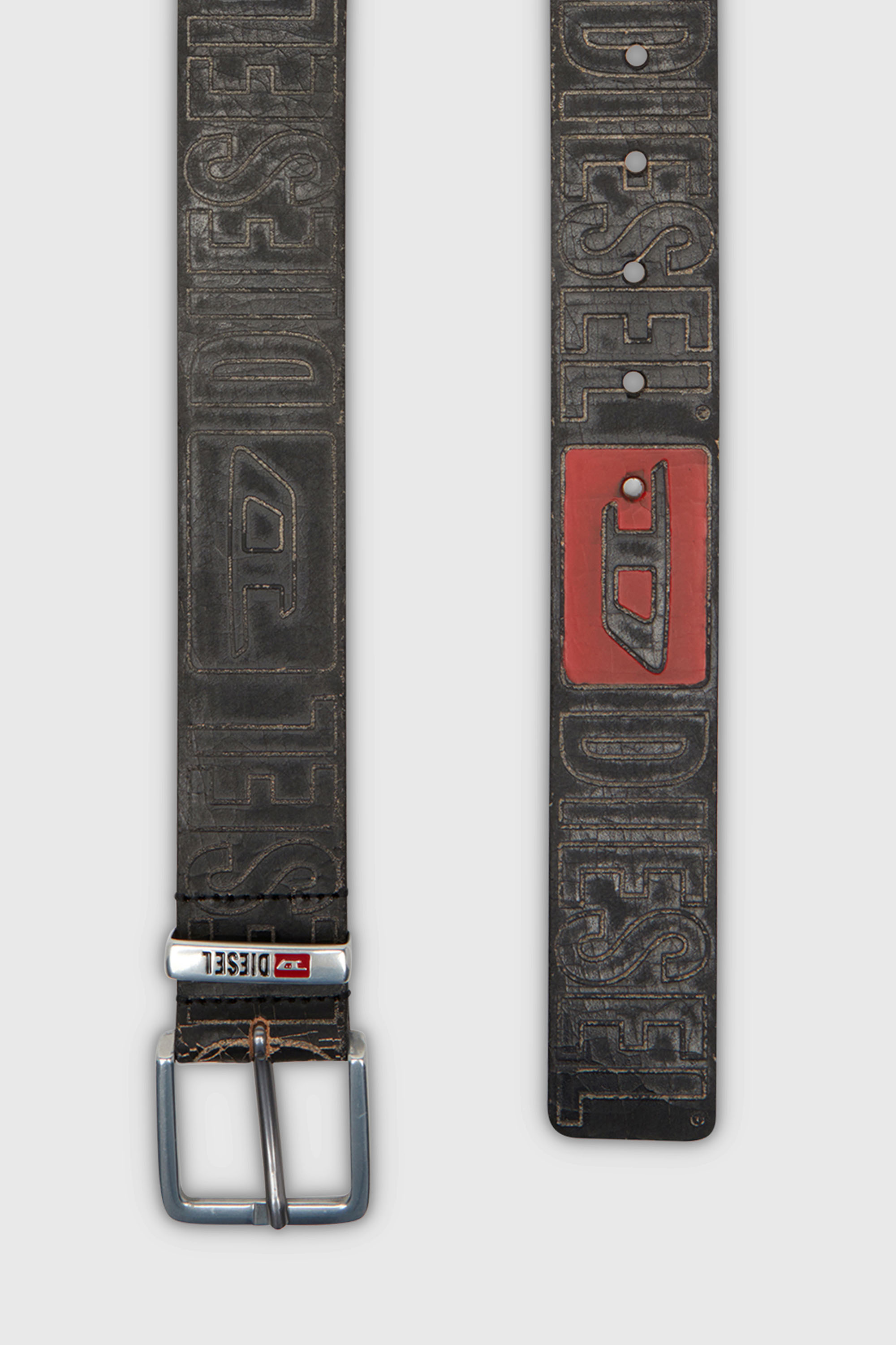 Diesel - B-BISCOTTO OUTLINE, Ceinture 4 cm en cuir avec logo Homme in Noir - 2