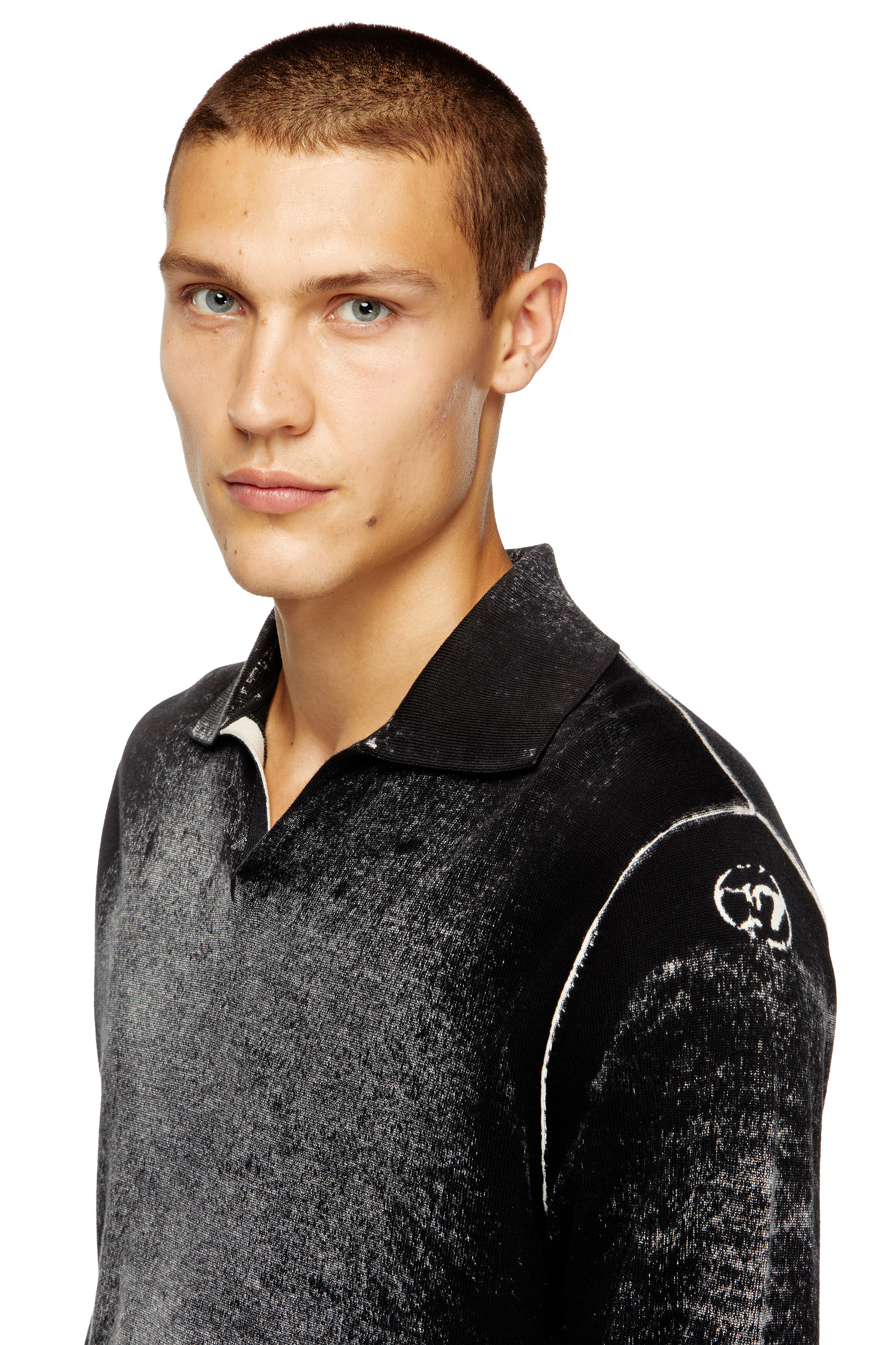 Diesel - K-LORENZO, Pull polo avec imprimé inversé Homme in Noir - 5