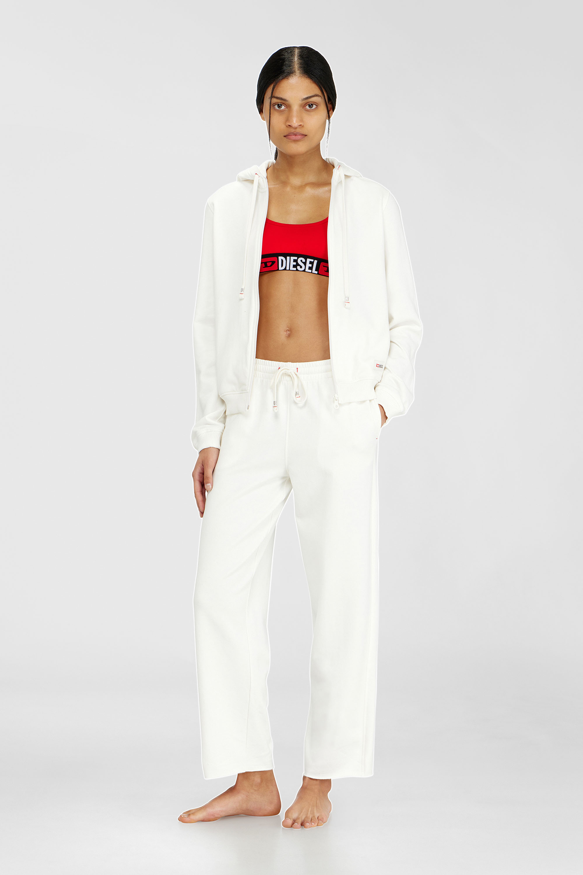 Diesel - HARRIET-D-CORE, Sweat &agrave; capuche en m&eacute;lange de coton gratt&eacute; Femme in Blanc - 2
