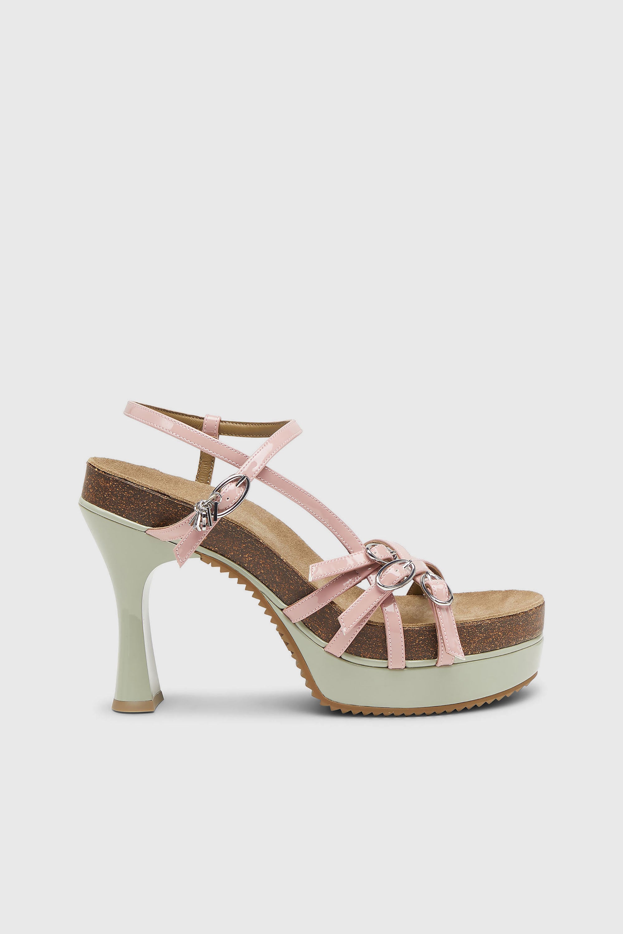 Diesel - D-WOODSTOCK 105 SANDAL, D-Woodstock-Sandales &agrave; plateforme &agrave; brides en PU brillant Femme in Polychrome - 1