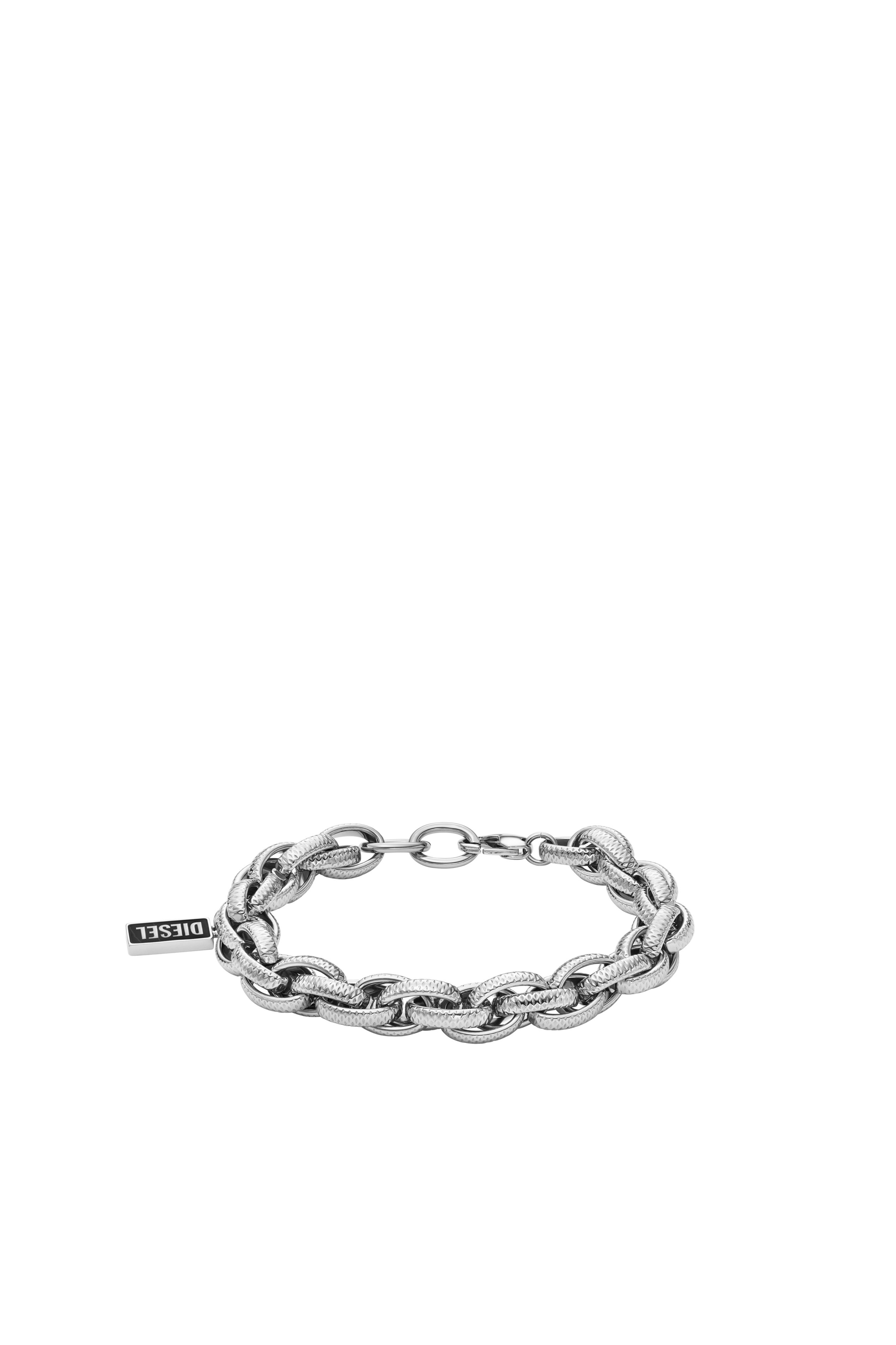 Diesel - DX1514, Unisex Black agate chain bracelet in Silver - Image 1