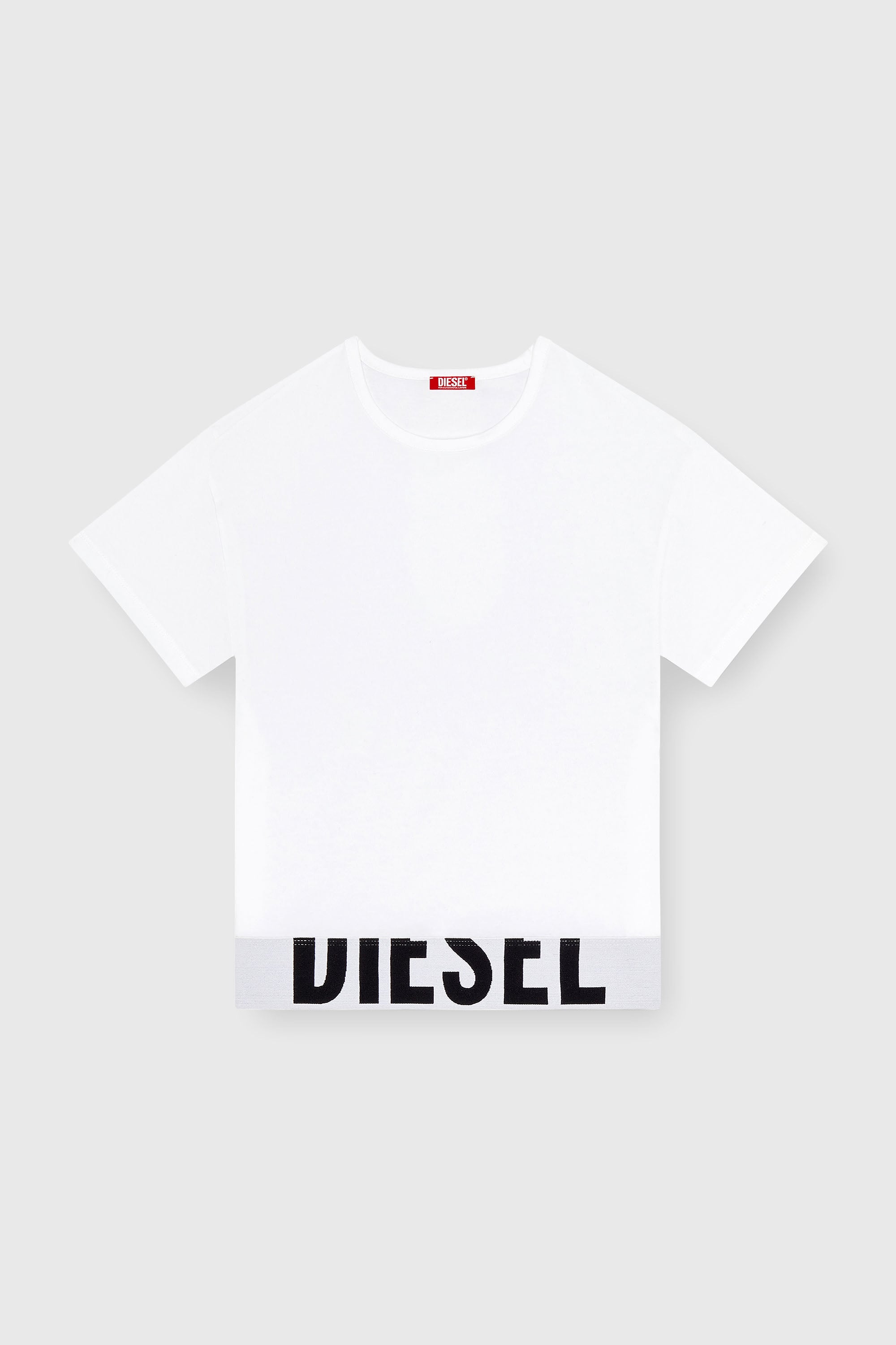 Diesel - UFTEE-SPORT-CROPPED-T-SHIRT, Top crop sportif avec bande &agrave; logo Femme in Blanc - 2