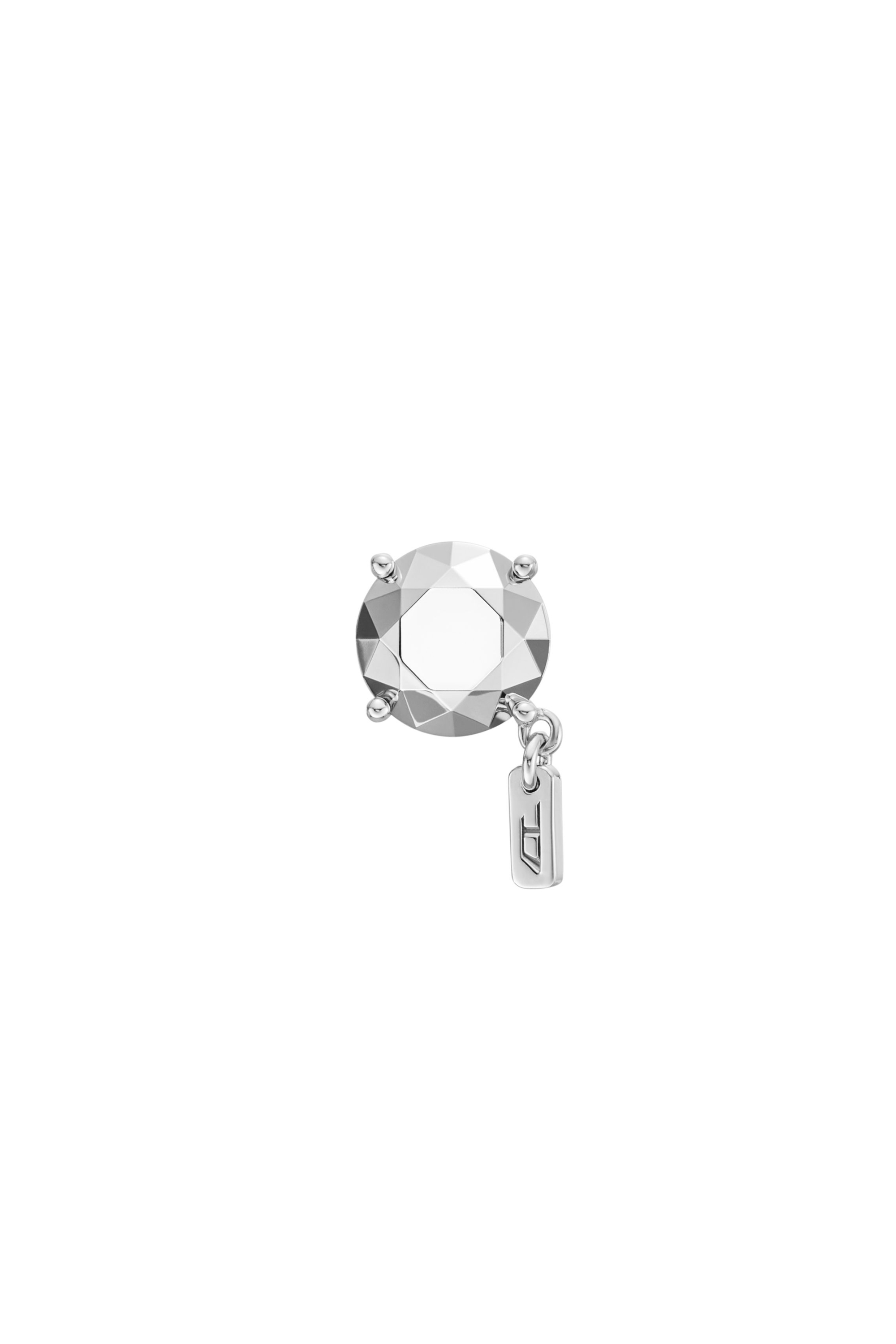 Diesel - DL1352040 JEWEL, Femme Boucle d'oreille en argent sterling taille diamant avec fermeture à tige. in Gris argenté - Image 1