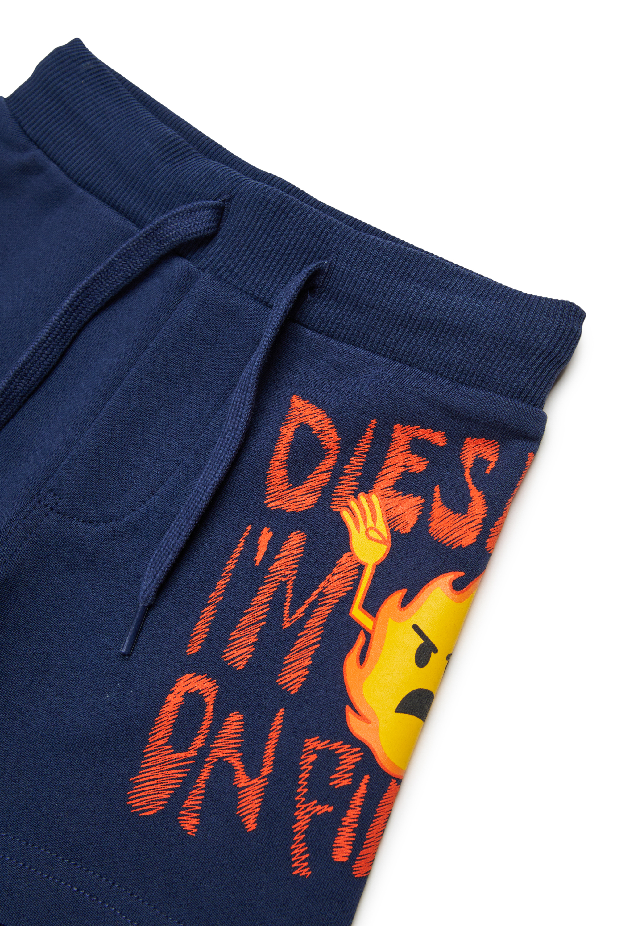 Diesel - PENDB, Shorts en molleton avec imprim&eacute; flamme Homme in Bleu - 3