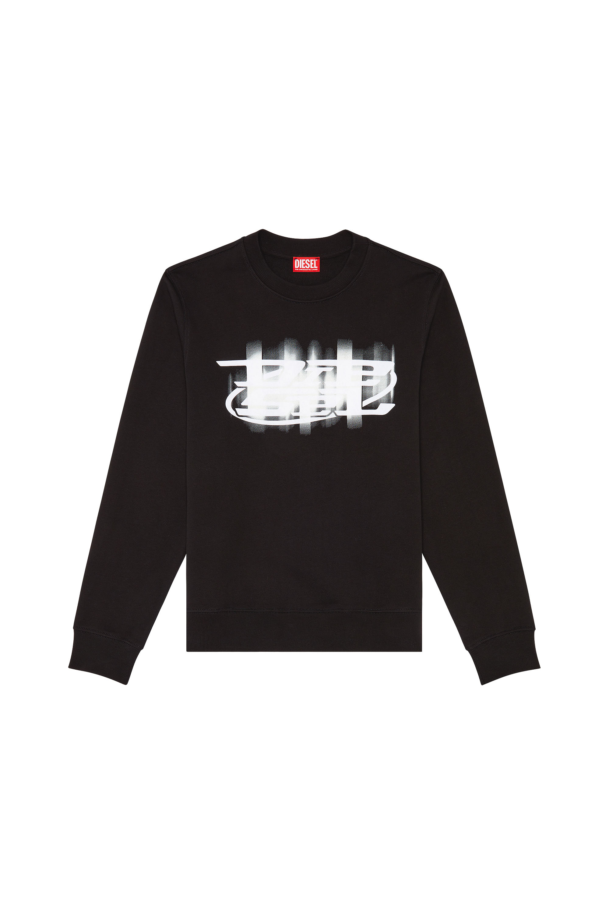 Diesel - S-GINN-N, Sweat-shirt avec logo Diesel effet flou Homme in Noir - 2