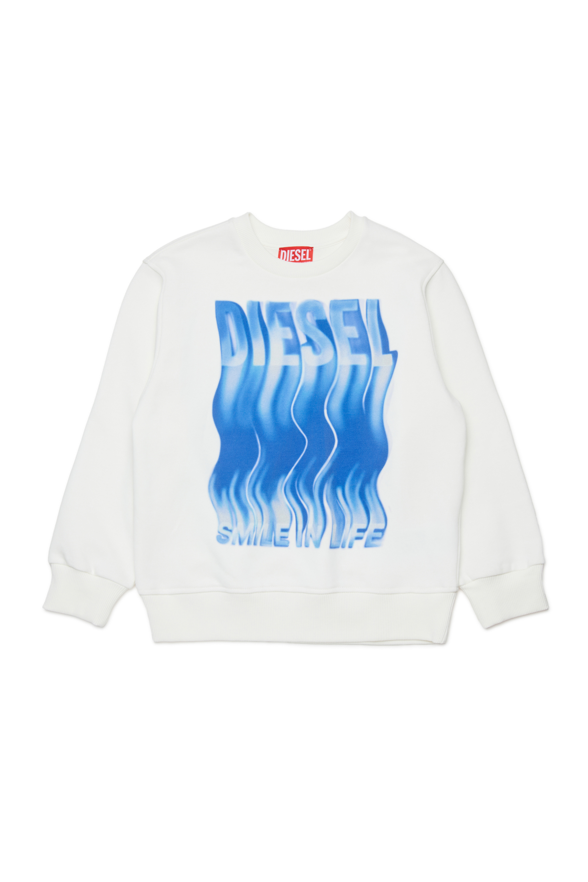 Diesel - SWIGGLY OVER, Sweat-shirt avec logo imprim&eacute; vague Homme in Blanc - 1