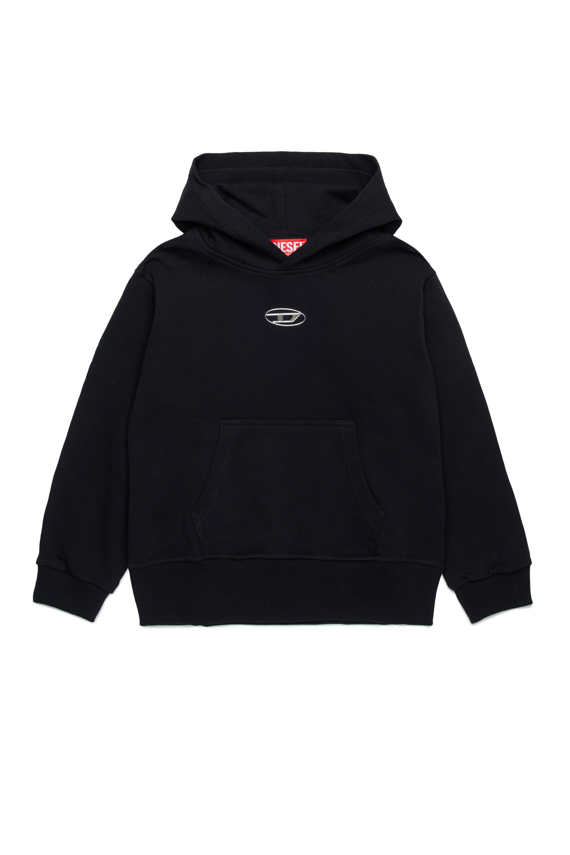 Diesel - SMACSHOODOD OVER, Sweat-shirt à capuche avec logo Oval D effet métal Homme in Noir - 1