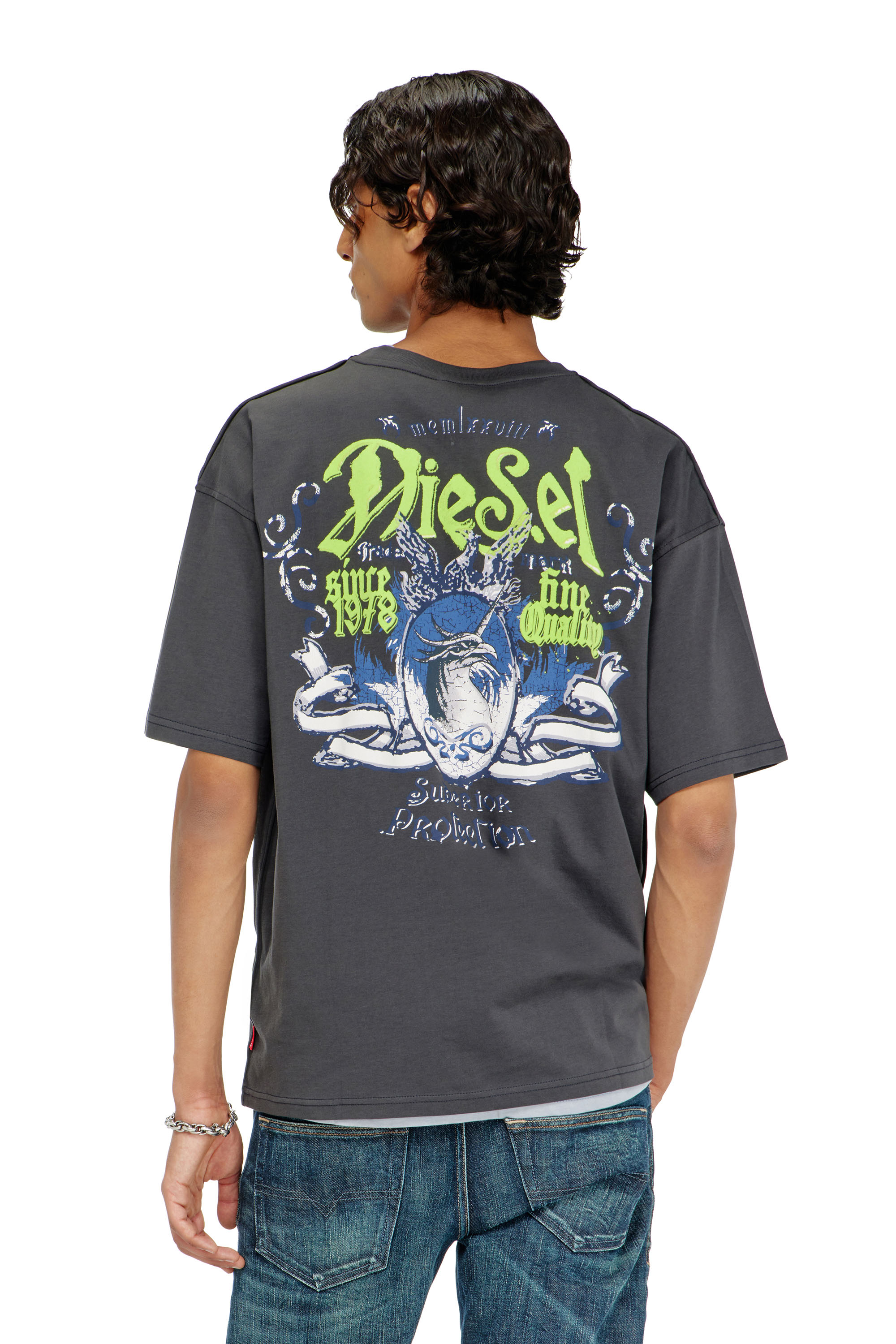 Diesel - T-BOXT-AA2, T-shirt en coton avec motif floqu&eacute; Homme in Gris - 4