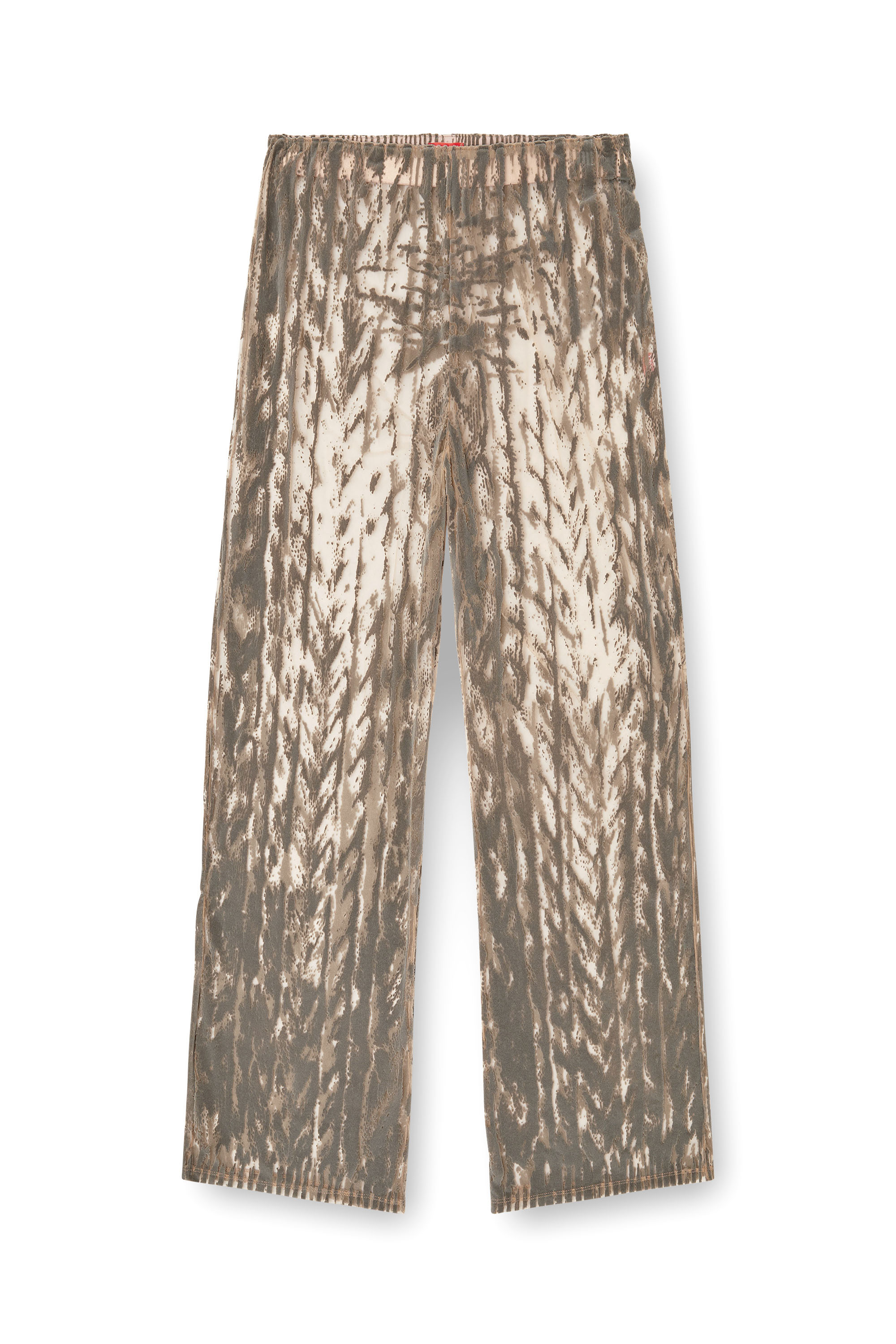 Diesel - P-EGASO, Pantalon en tulle avec imprimés de torsades floquées Homme in Gris - 3
