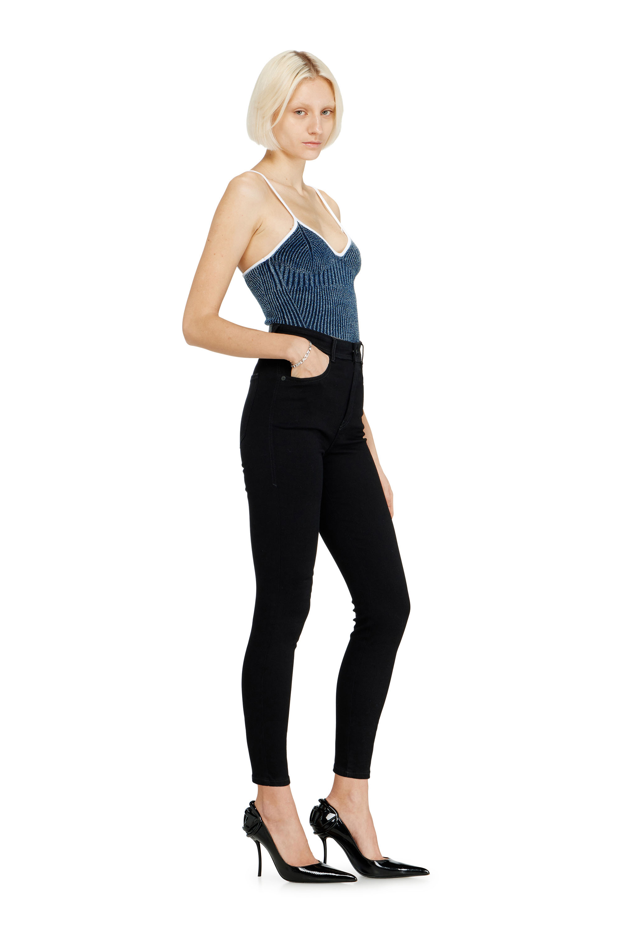 Diesel - Skinny Jeans 1984 Slandy-High 069EF Femme, Noir/Gris fonc&eacute; - Image 2