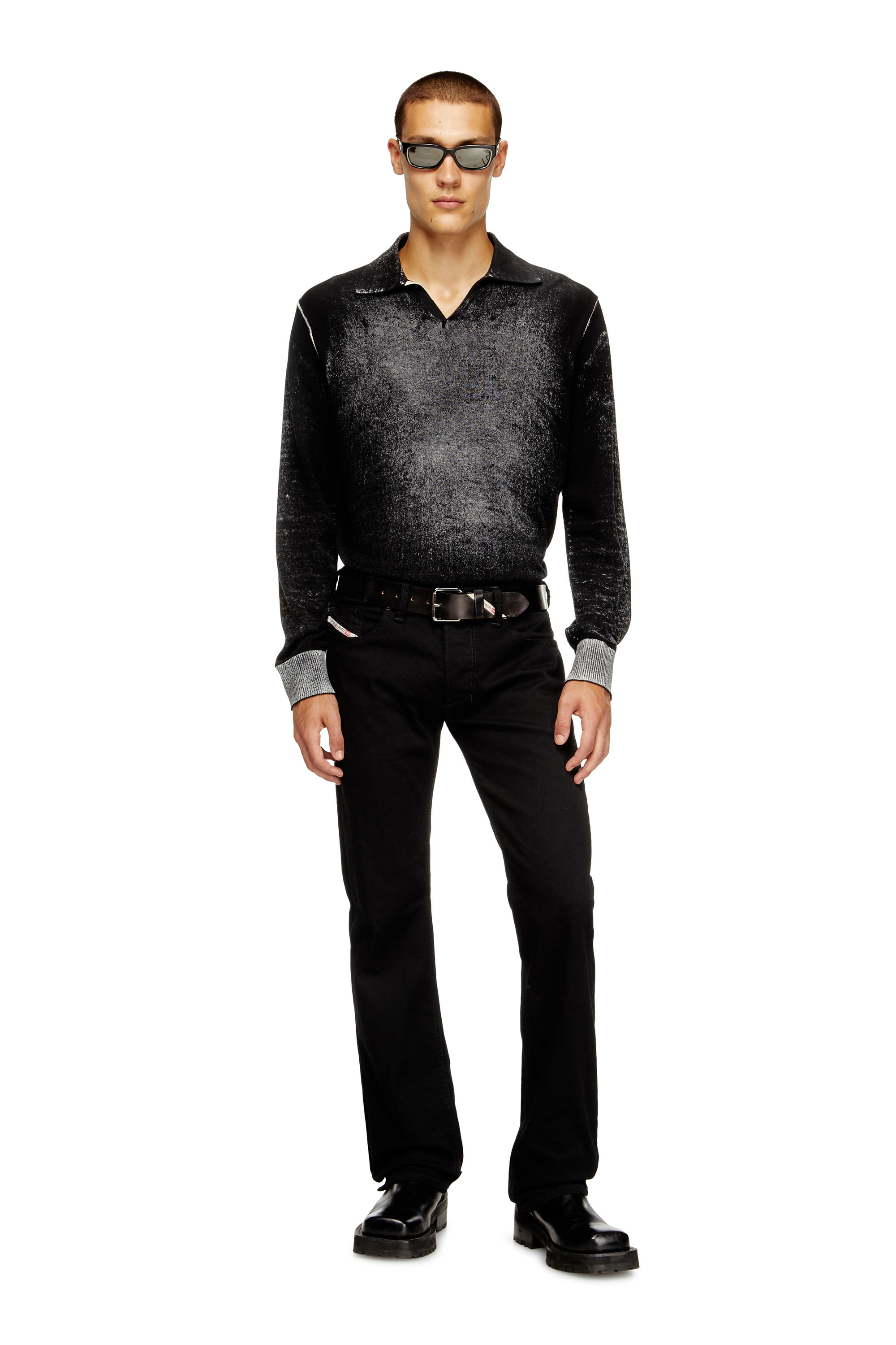 Diesel - K-LORENZO, Pull polo avec imprimé inversé Homme in Noir - 2
