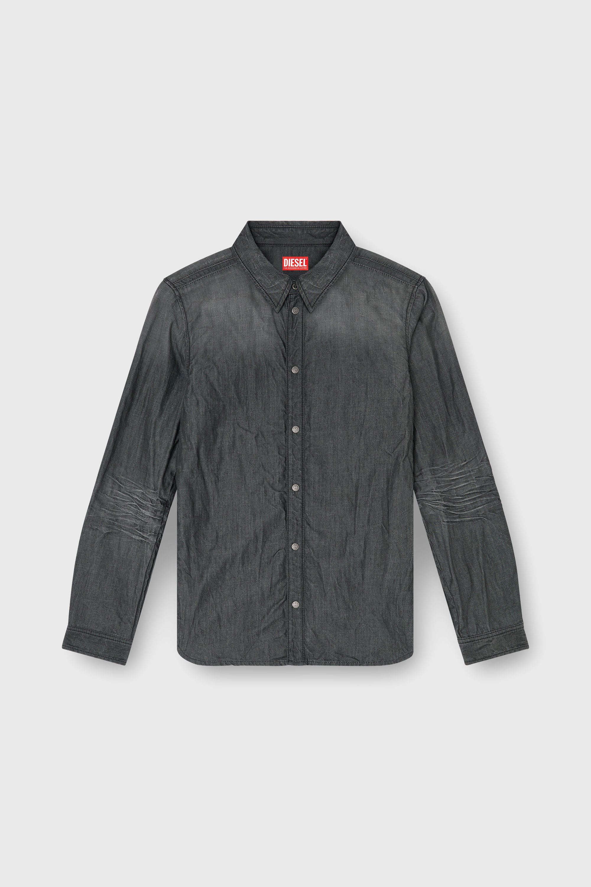 Diesel - D-SYNAR-FSJ2, Chemise en denim froiss&eacute; Homme in Gris - 2
