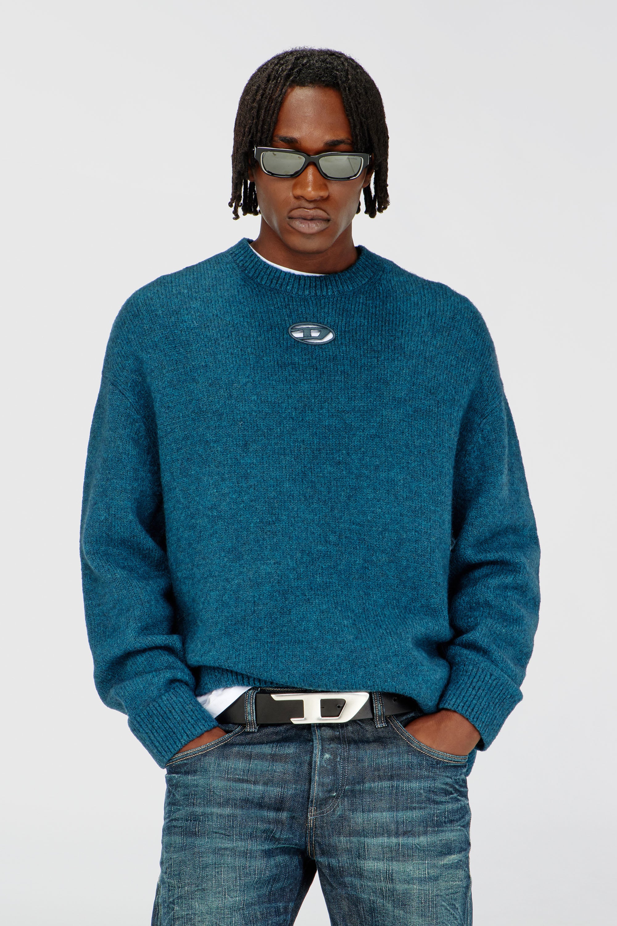 Diesel - K-AREESO, Pull en m&eacute;lange de laine et alpaga Homme in Vert - 1