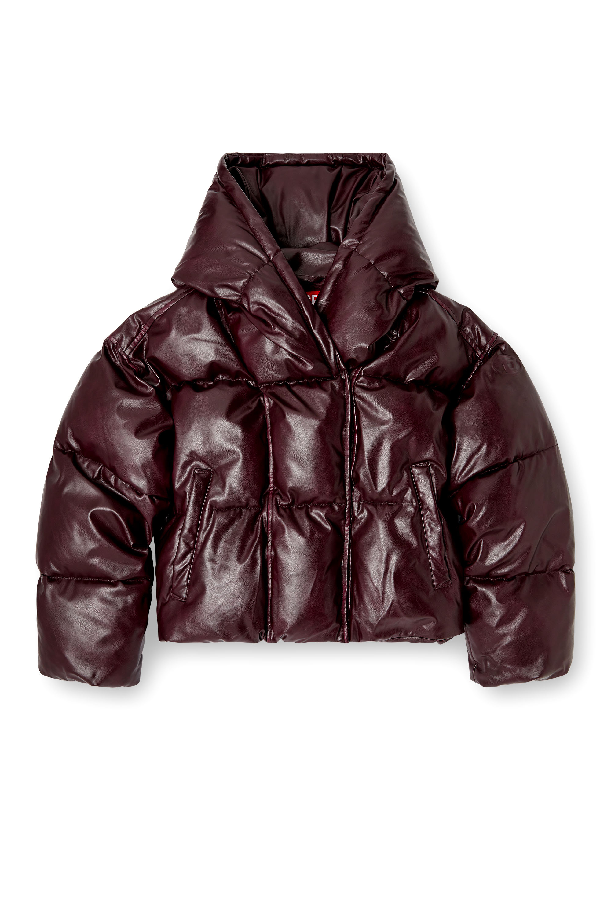 Diesel - FR-W-ILLEY, Doudoune à capuche burgundy en tissu enduit Femme in Rouge - 2