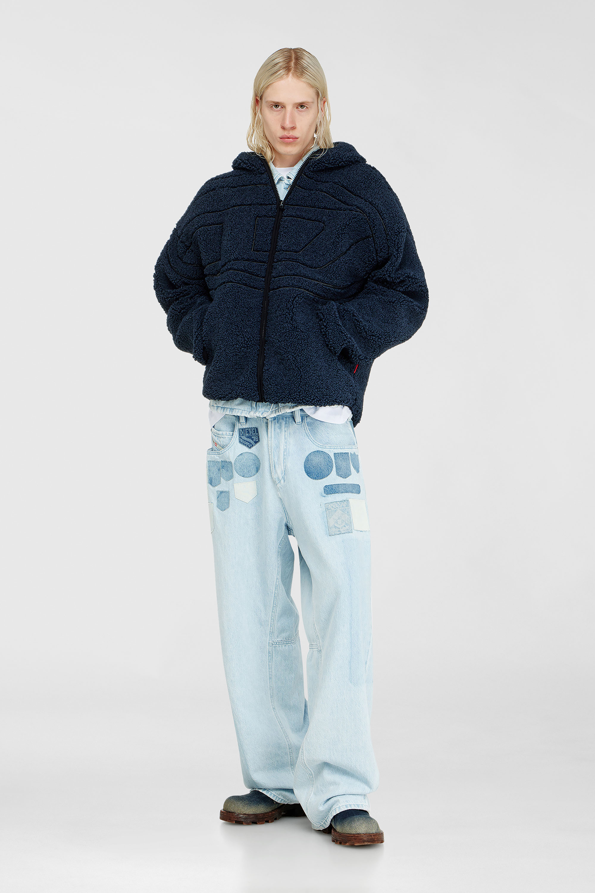 Diesel - S-ZAT, Veste &agrave; capuche en peluche Homme in Bleu - 2