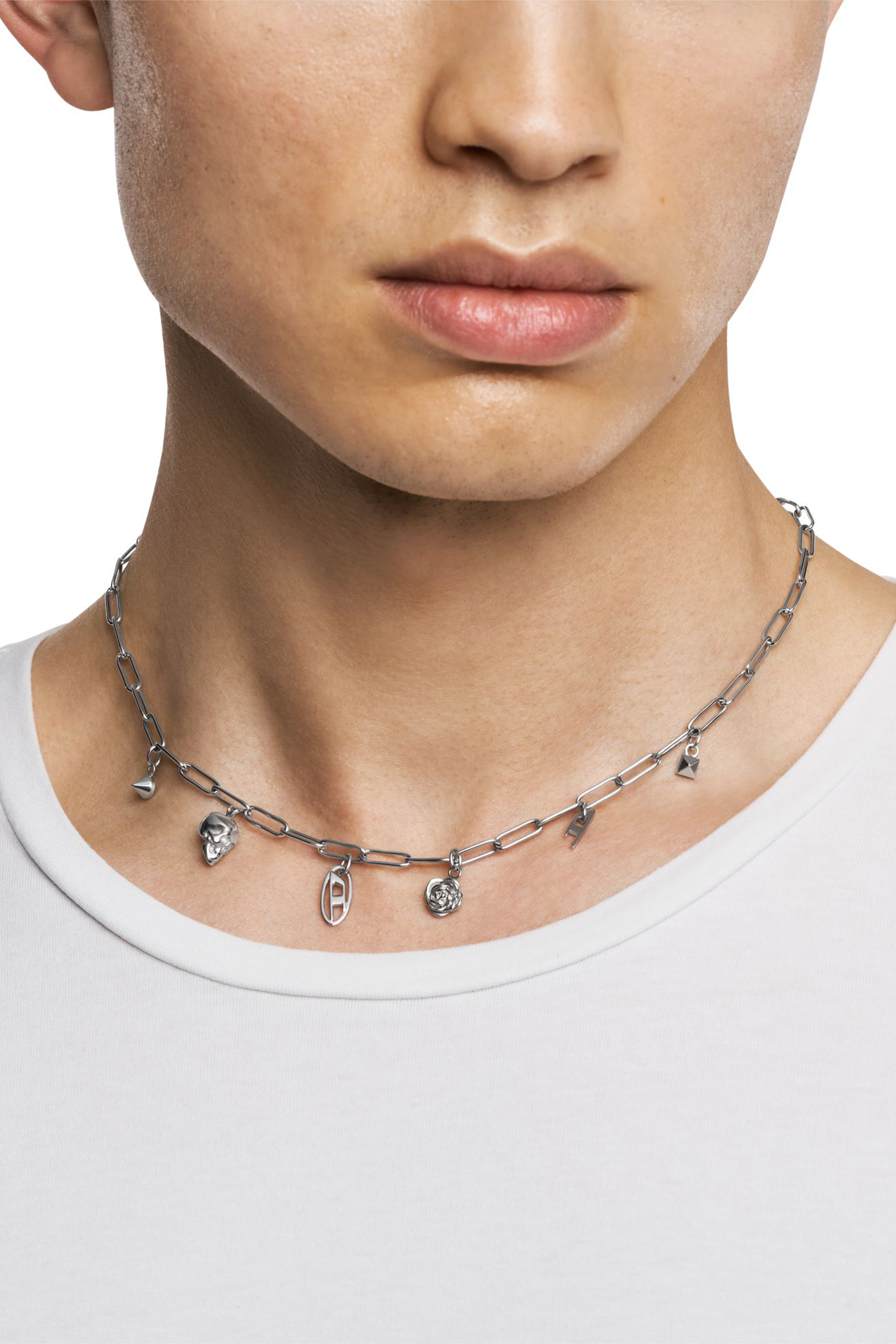 Diesel - DX1605040, Unisex's Stainless Steel Charm Necklace in Silver - 4