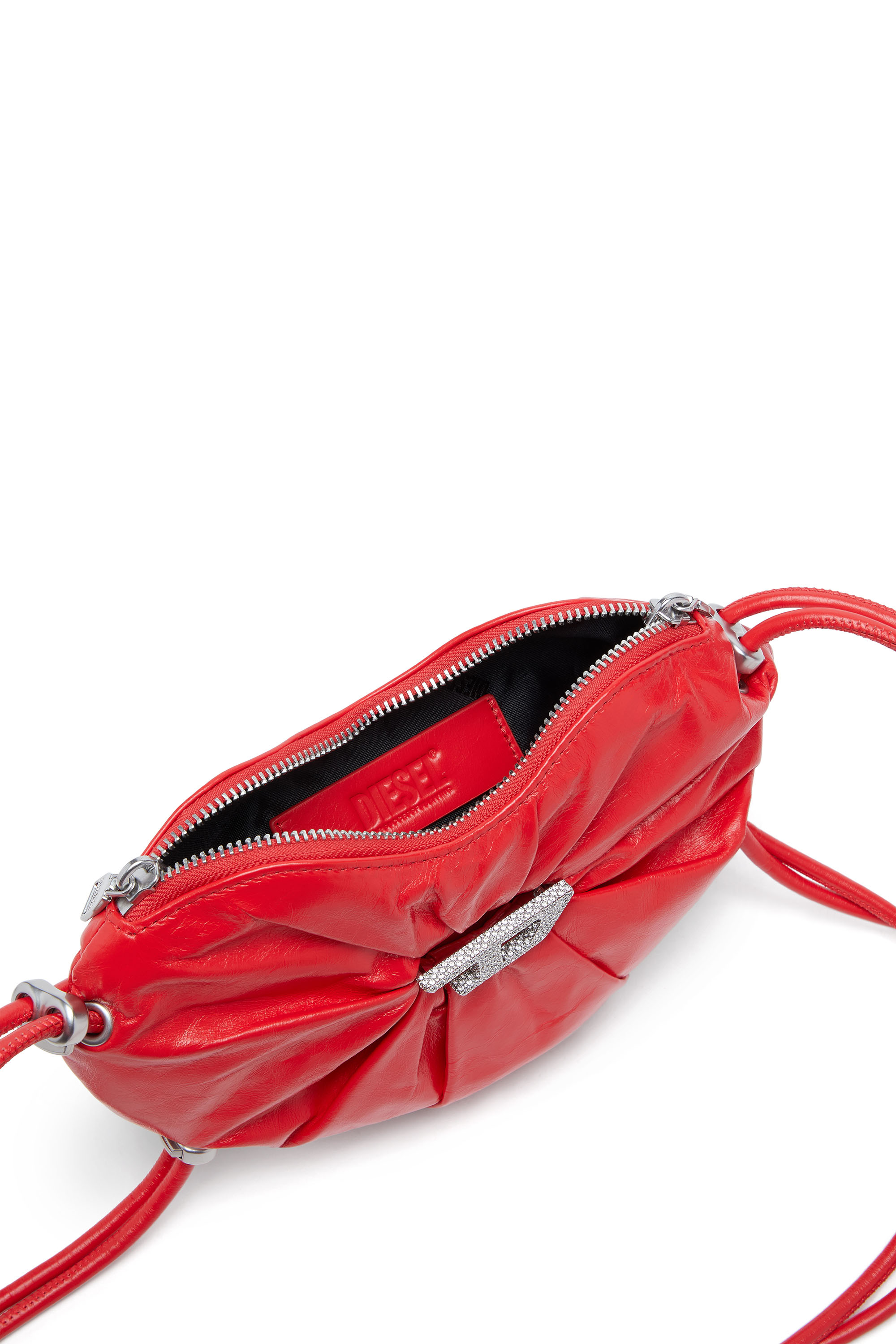 Diesel - SCRUNCH-D HEART, Scrunch-D-Heart-Sac à bandoulière en cuir froissé Femme in Rouge - 4