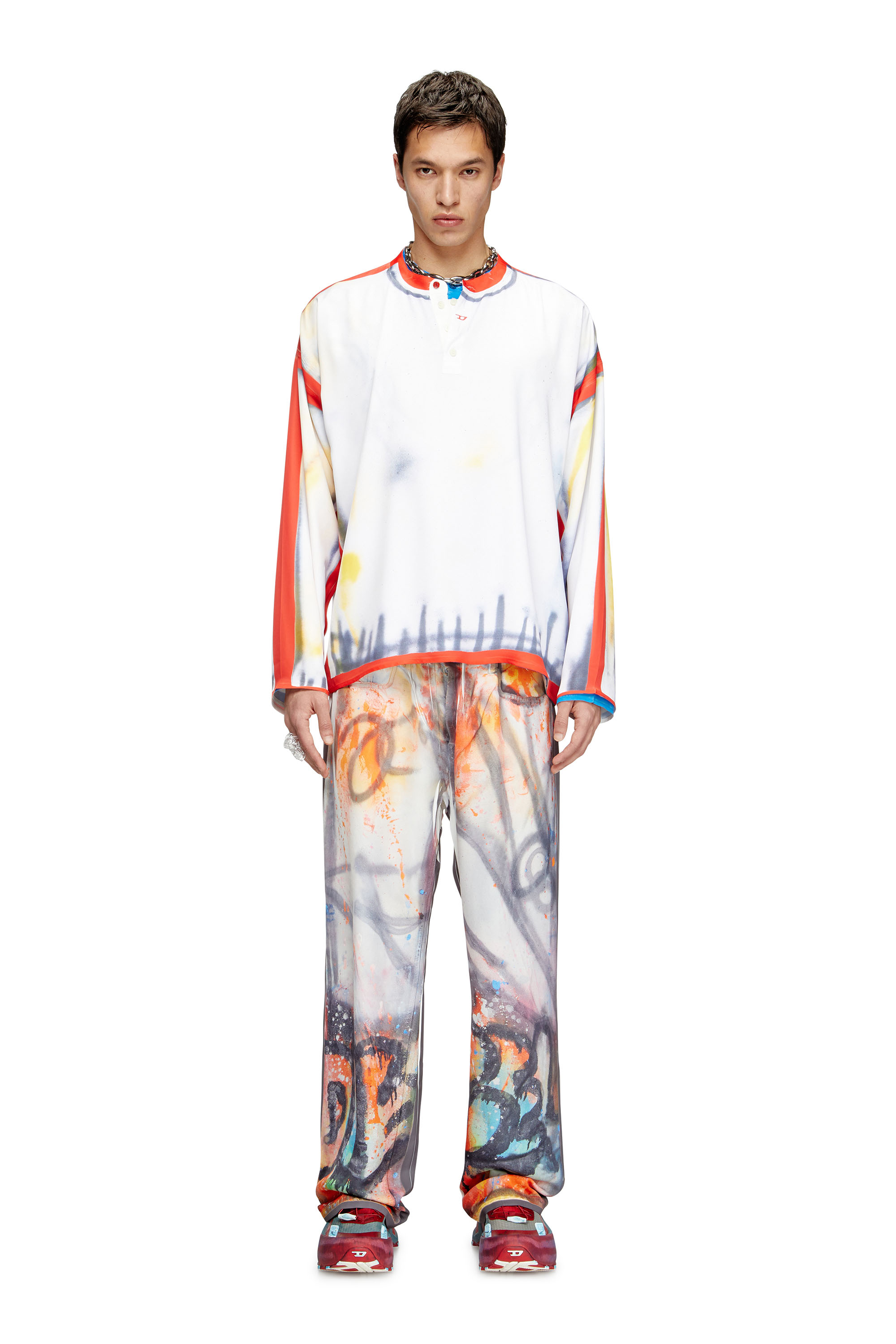 Diesel - T-OLAVI-A-SER-GRAFFITI-USA, Top Henley avec imprimé graffiti Mixte in Polychrome - 1