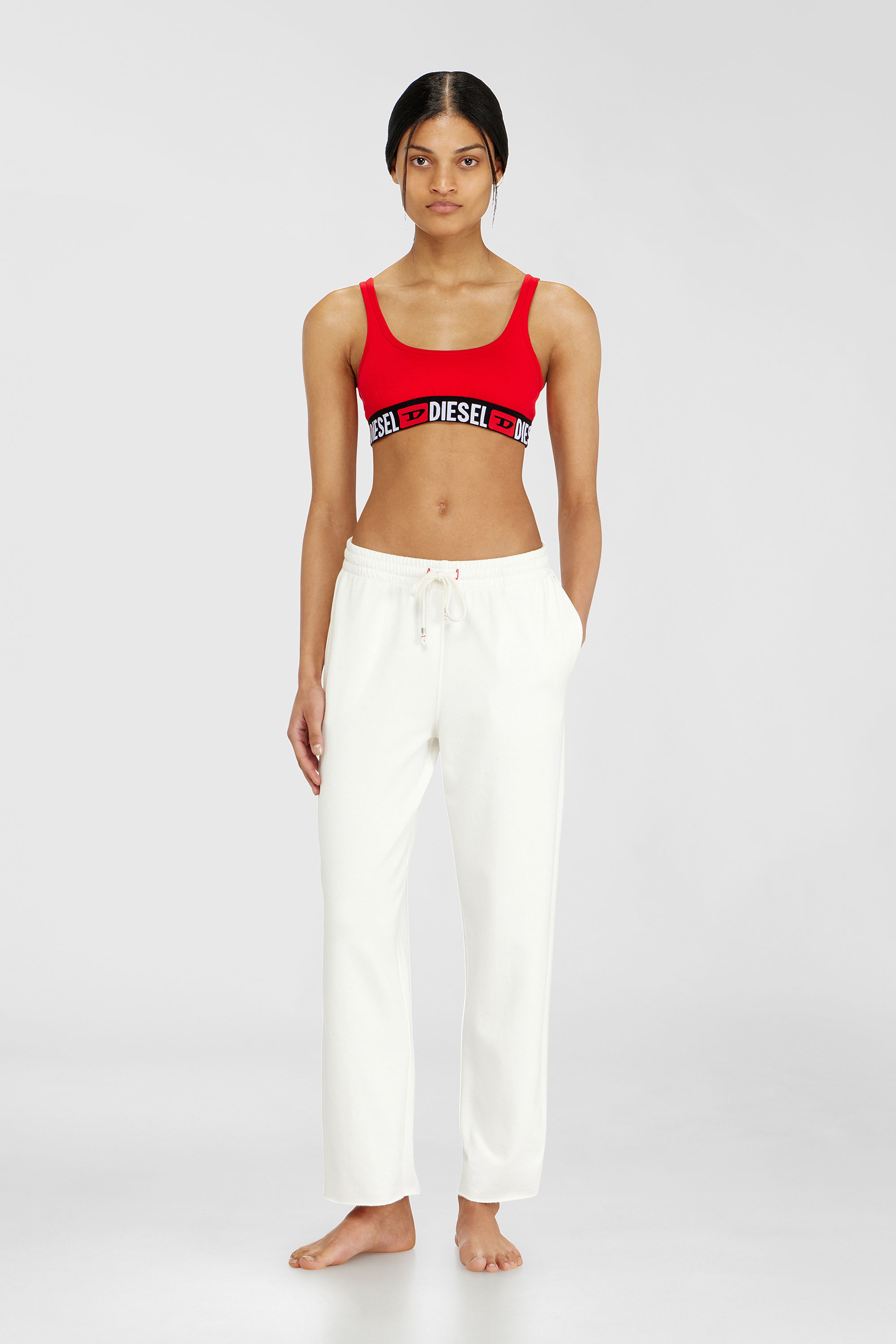 Diesel - INDRA-D-CORE, Pantalon de jogging gratt&eacute; avec ourlets francs Femme in Blanc - 2