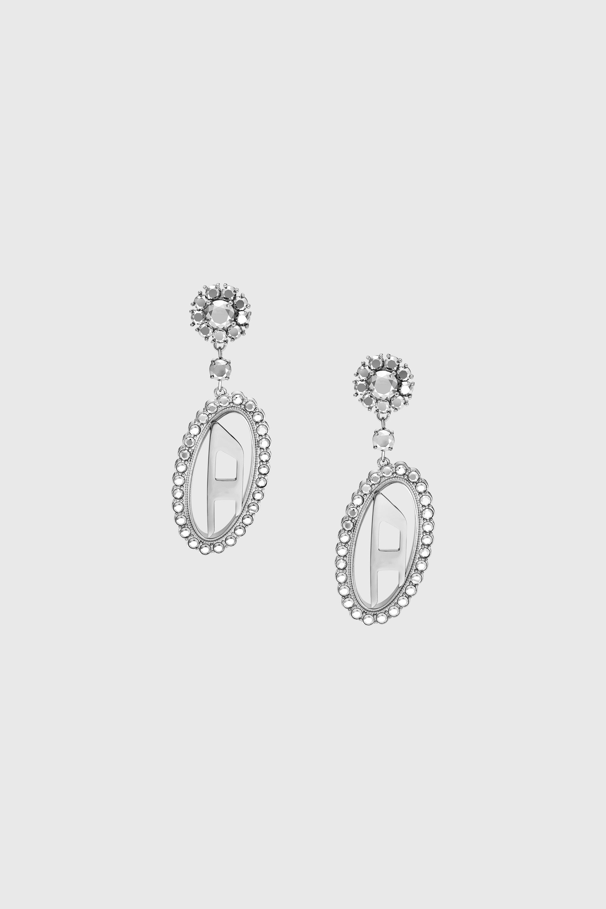 Diesel - DX1751040, Boucles d'oreilles pendantes en acier inoxydable serties de pav&eacute; Mixte in Gris argent&eacute; - 2
