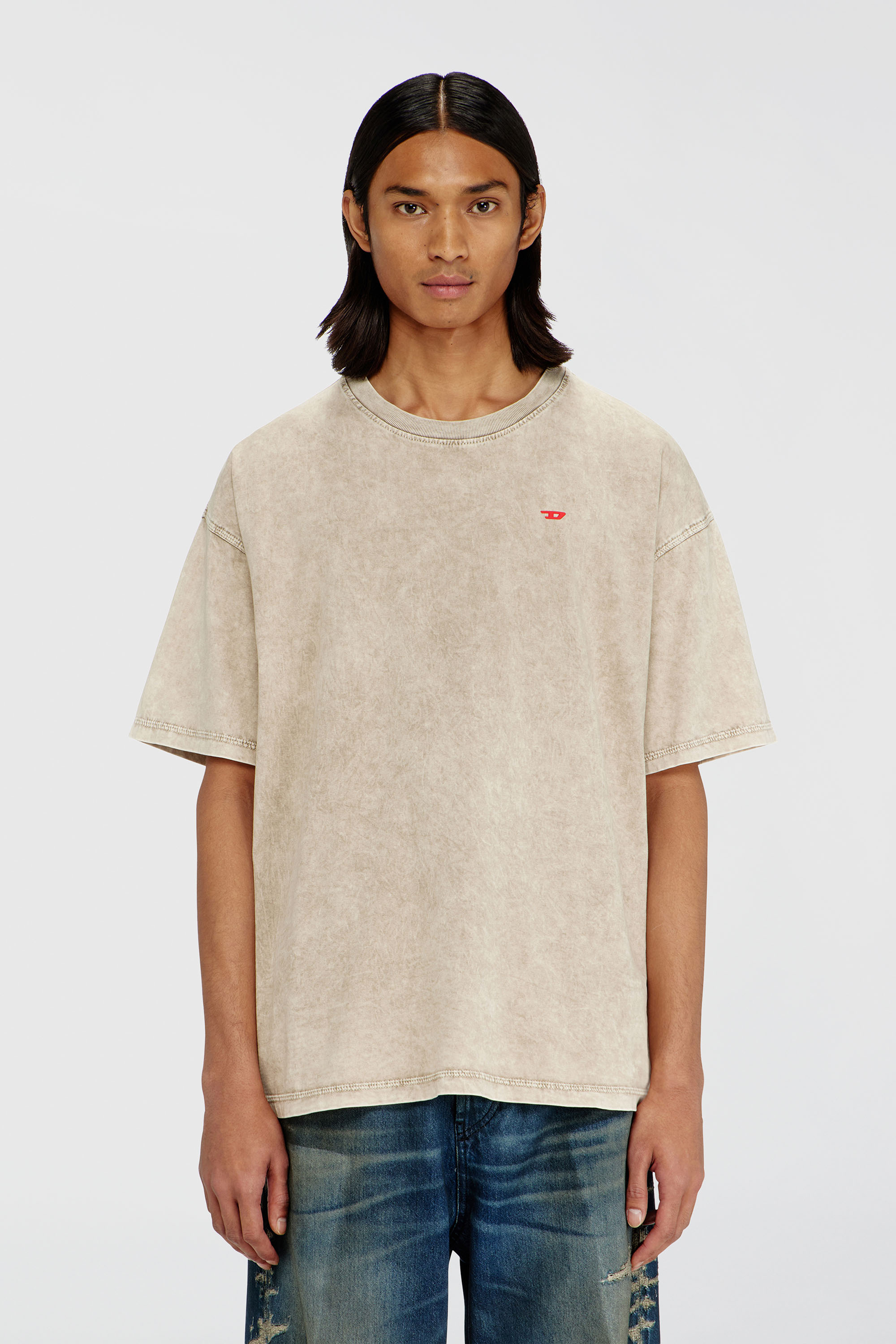 Diesel - T-BOXT-AA14, T-shirt en coton avec effet trait&eacute; Homme in Beige - 1