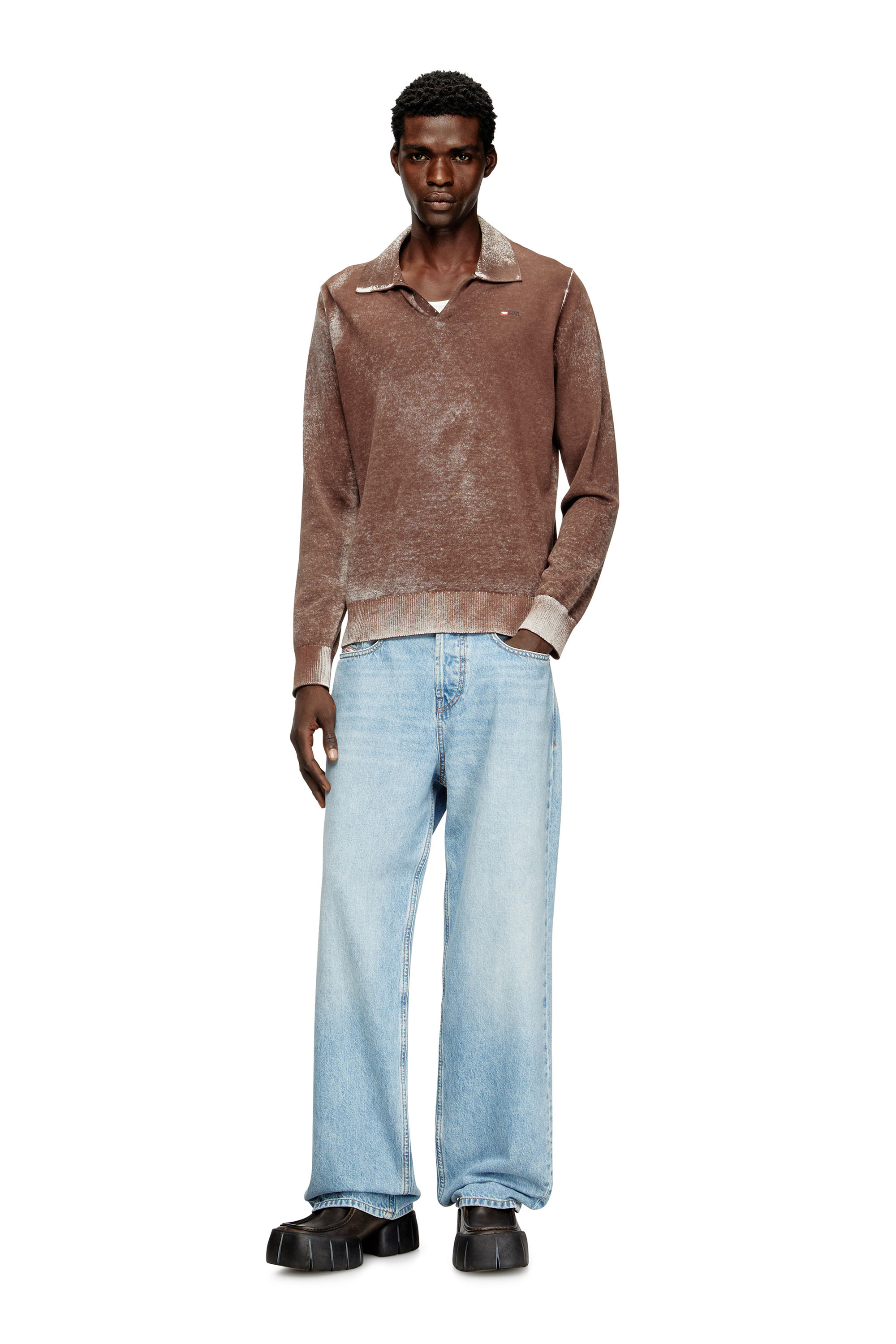 Diesel - K-LAWRENCE, Pull polo avec impression inversée délavée Homme in Polychrome - 2