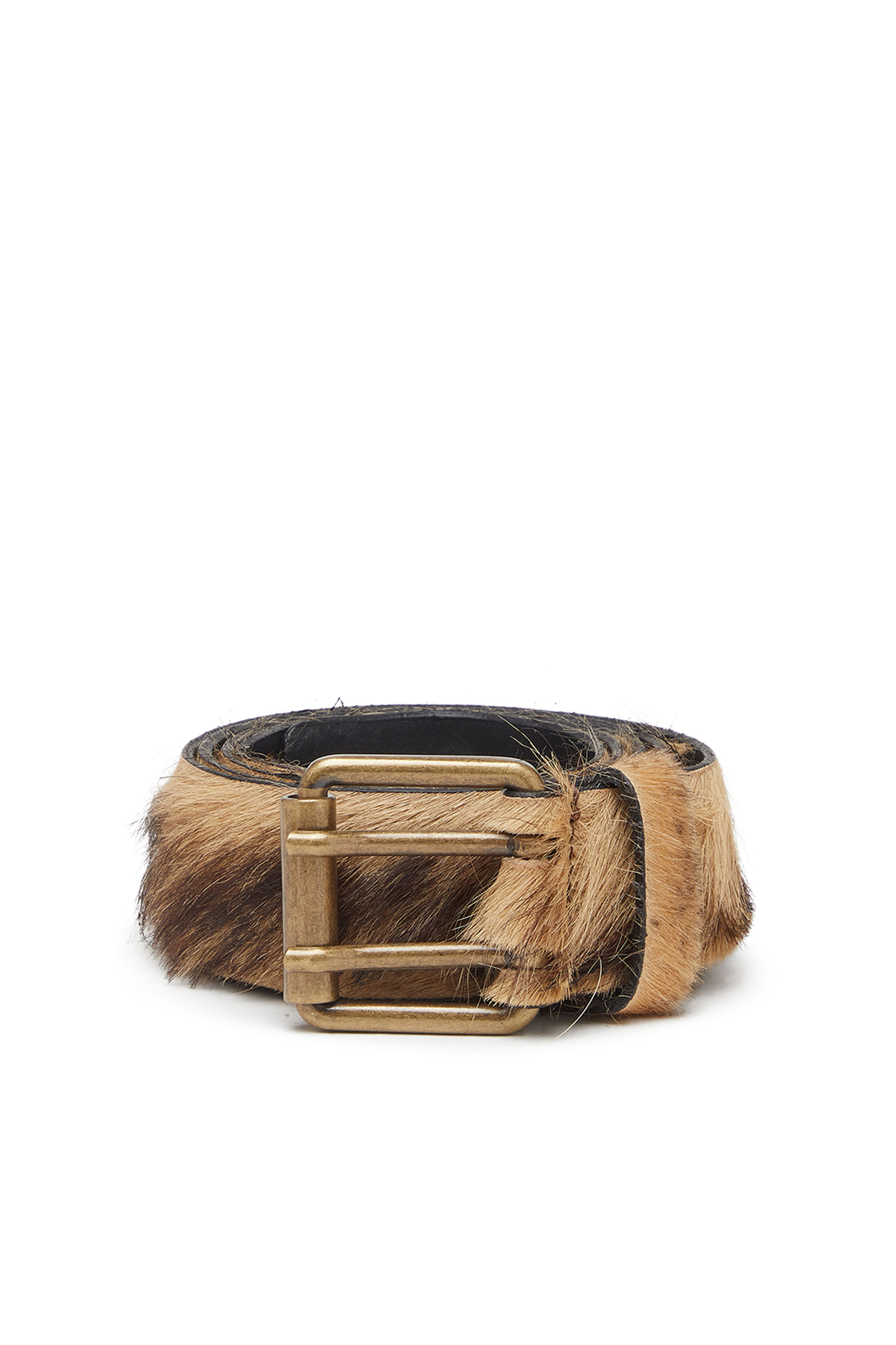 Diesel - B-FLAG-D, Ceinture de 4 cm en cuir à longs poils Mixte in Marron - 1