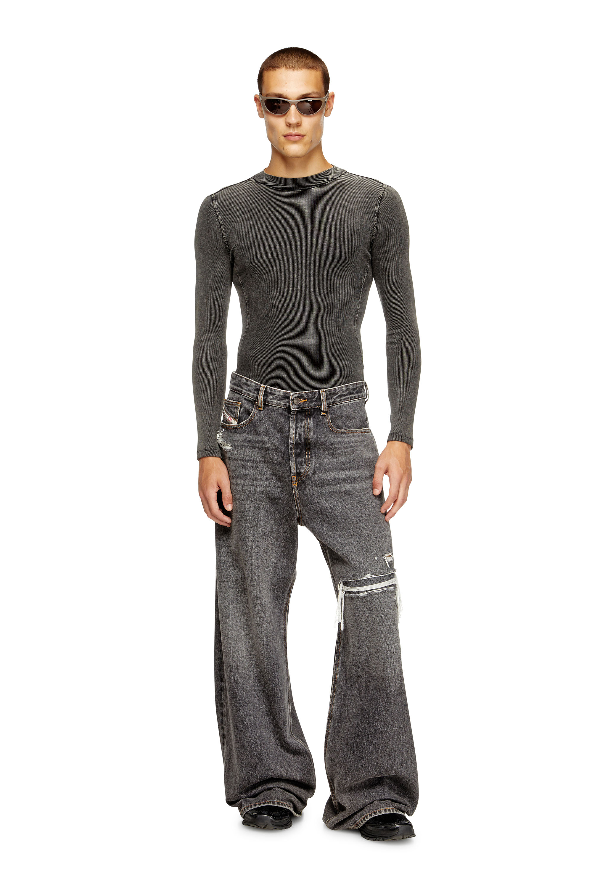 Diesel - Relaxed Jeans D-Rise 007F6 Homme, Noir/Gris foncé - Image 1