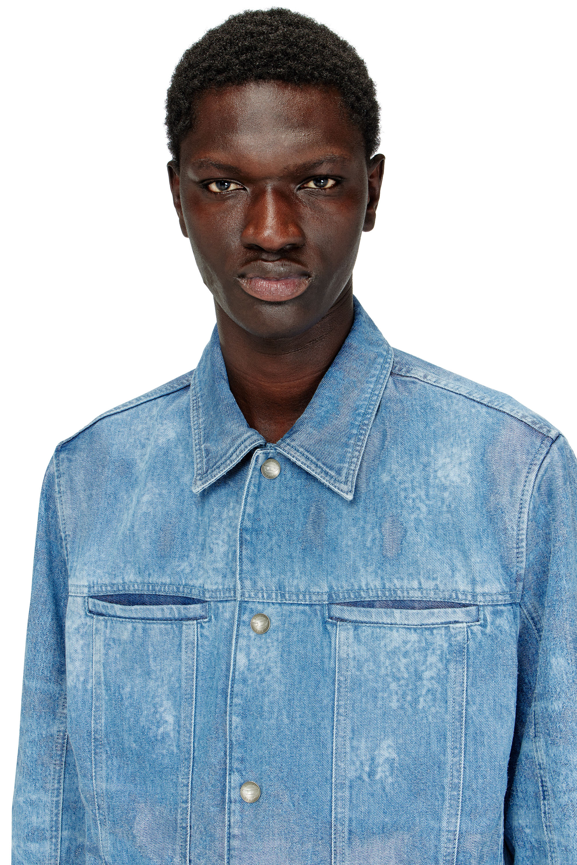 Diesel - D-SERON-FSI, Veste en denim satin&eacute; Homme in Bleu - 5