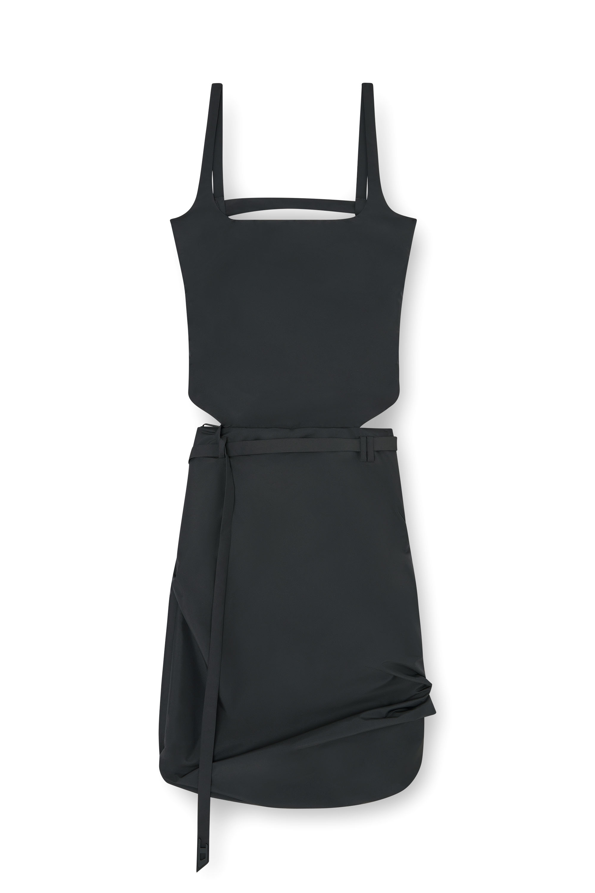 Diesel - D-SANAT, Robe tablier dos nu en taffetas Femme in Noir - 1