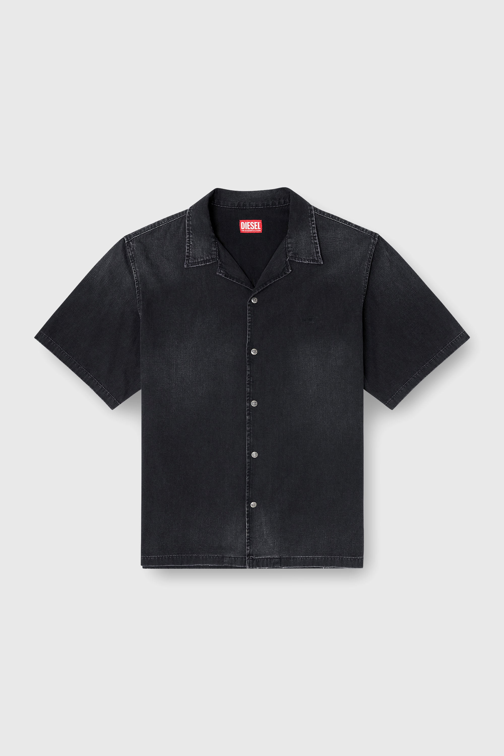 Diesel - D-NABIL-D, Chemise &agrave; manches courtes en denim Homme in Noir - 2
