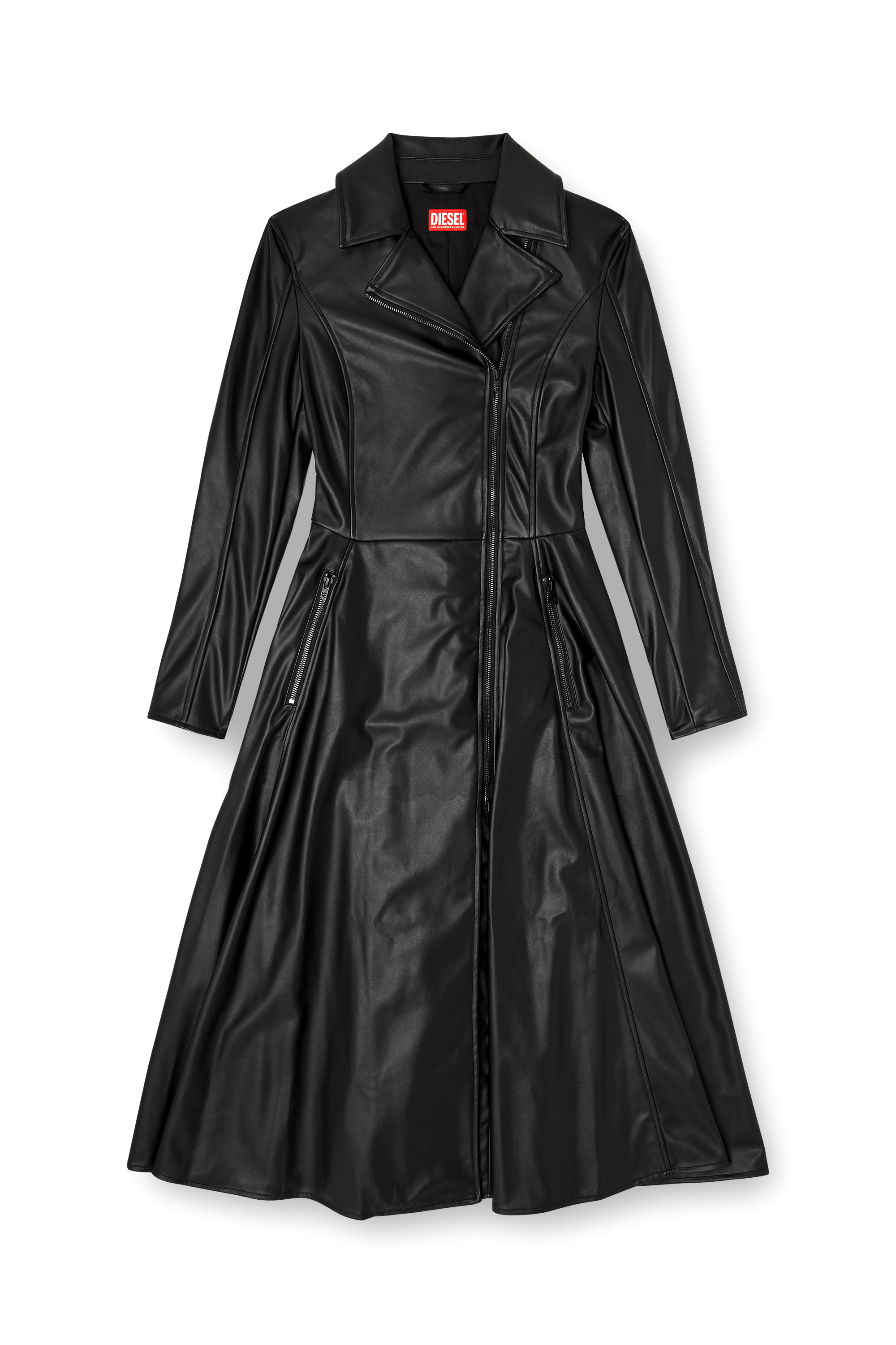 Diesel - D-RAGON, Robe-manteau midi avec détails motard Femme in ToBeDefined - 1