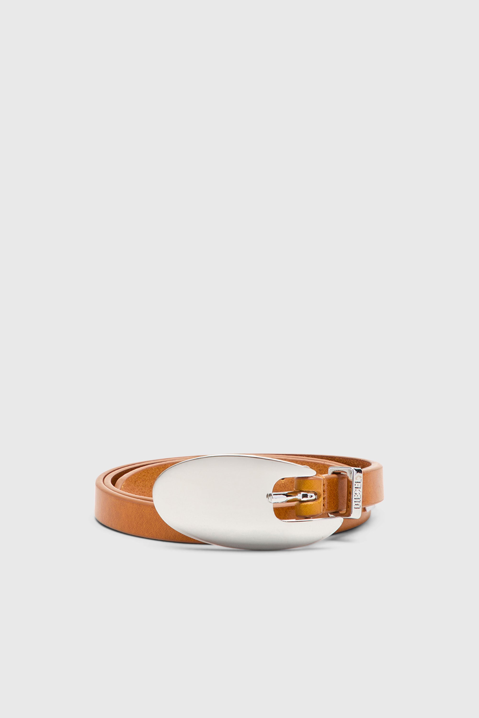 Diesel - B-ROP 15, Ceinture 1.5 cm fine en cuir avec boucle sculpturale Femme in Marron - 1