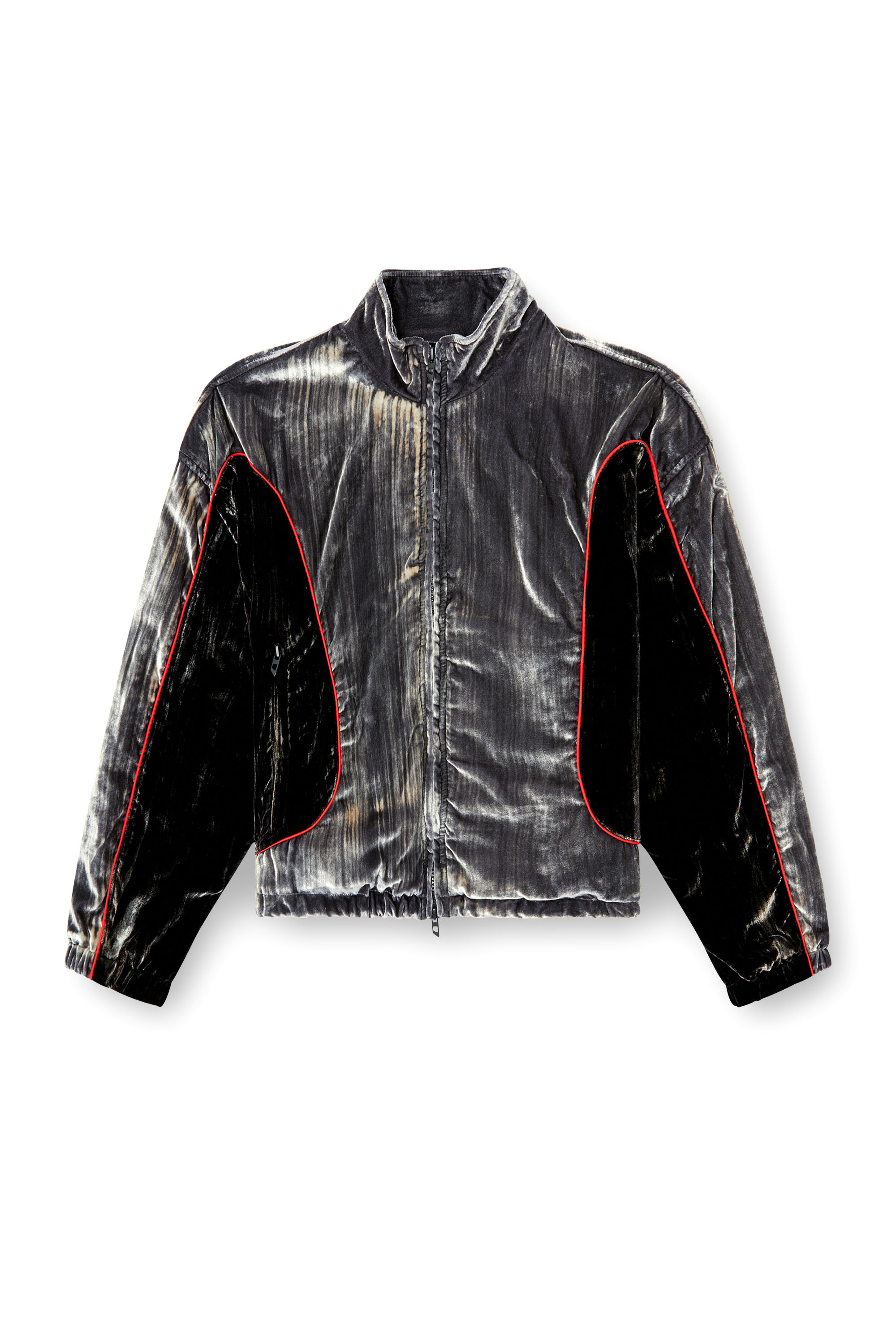 Diesel - G-RIFFIN, Veste de survêtement en velours traité Femme in Gris - 3