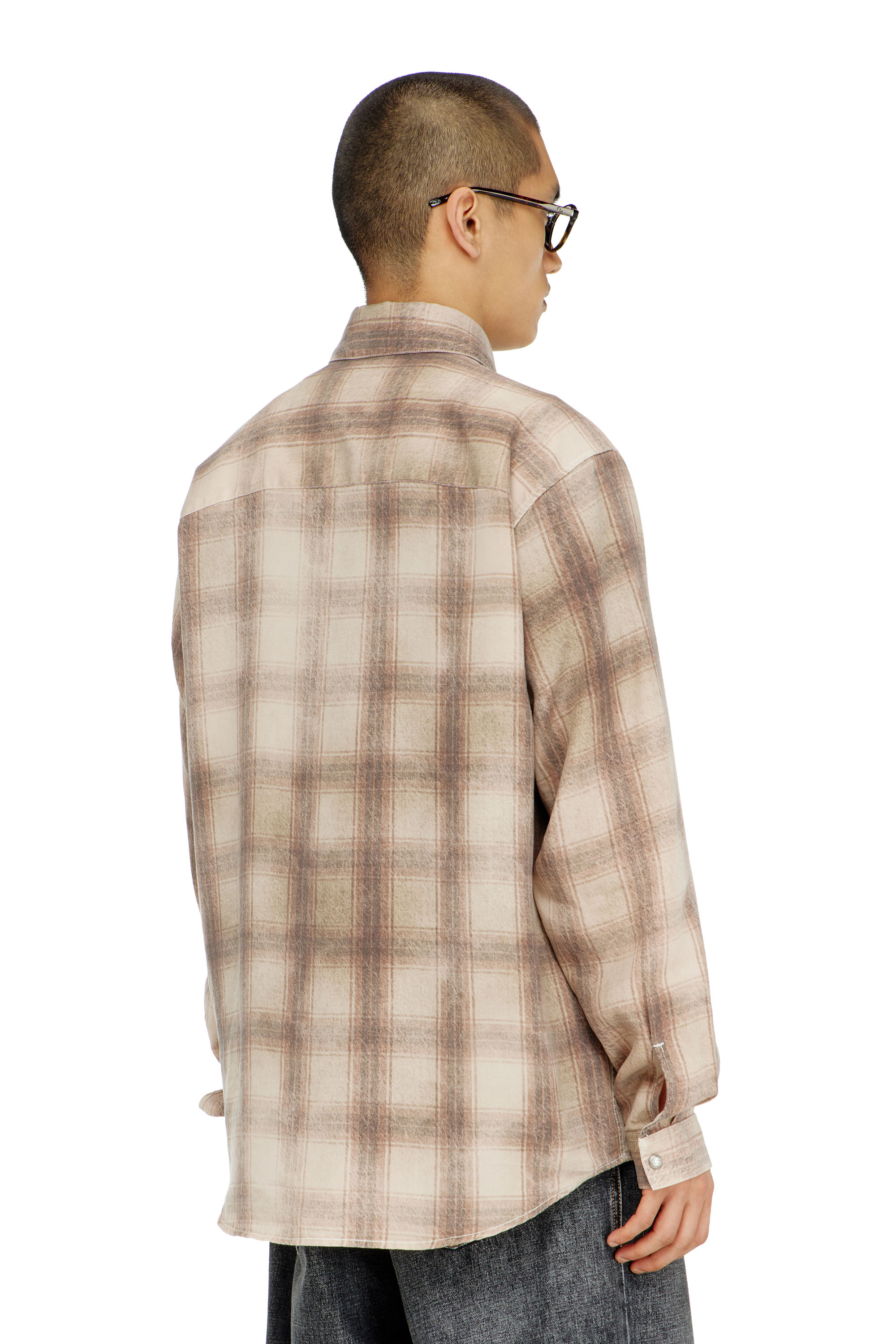 Diesel - S-SIMPLY-JMCM, Chemise &agrave; carreaux en tissu fluide Homme in Marron - 4