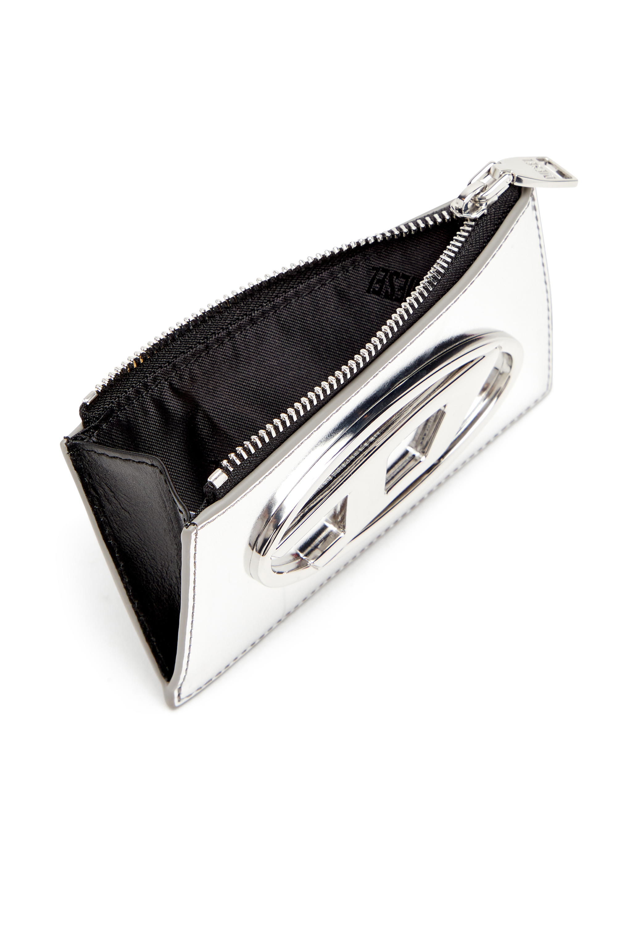 Diesel - 1DR CARD HOLDER III, Porte-cartes en cuir effet miroir Femme in Gris argenté - 4