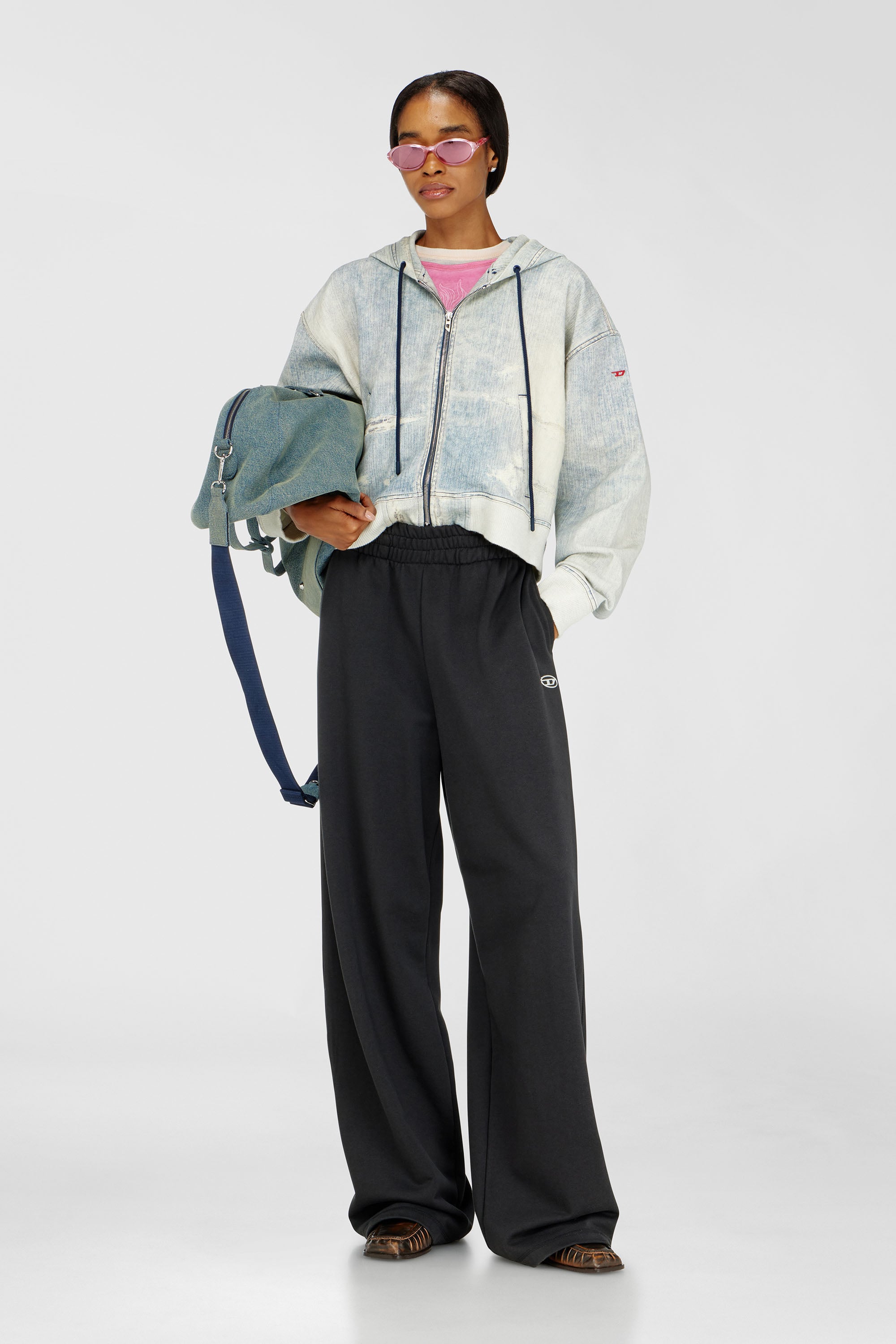 Diesel - P-ZENIA-OD, Pantalon de surv&ecirc;tement ample avec taille &eacute;lastique Femme in Noir - 1