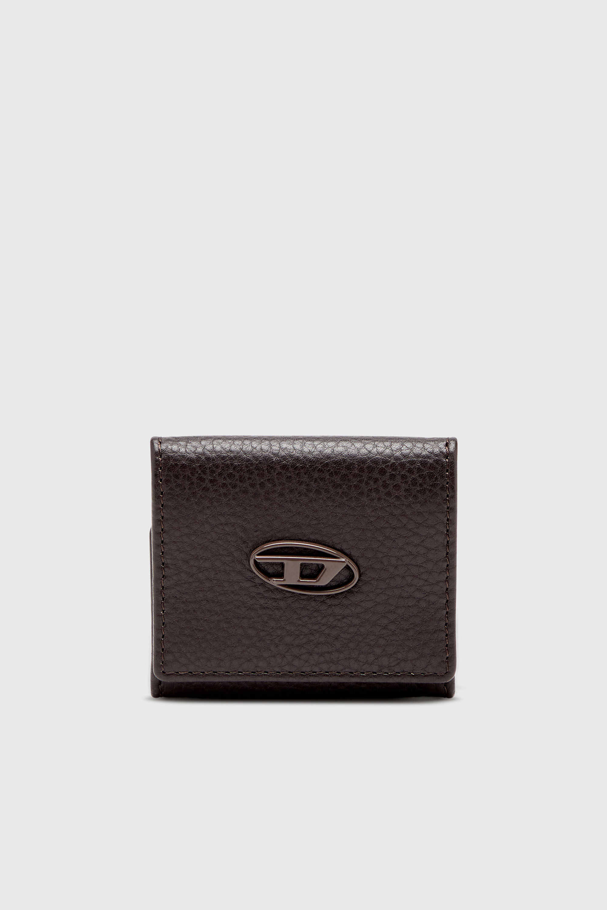 Diesel - HISSU EVO COIN CASE, Porte-monnaie en cuir grain&eacute; Homme in Marron - 1