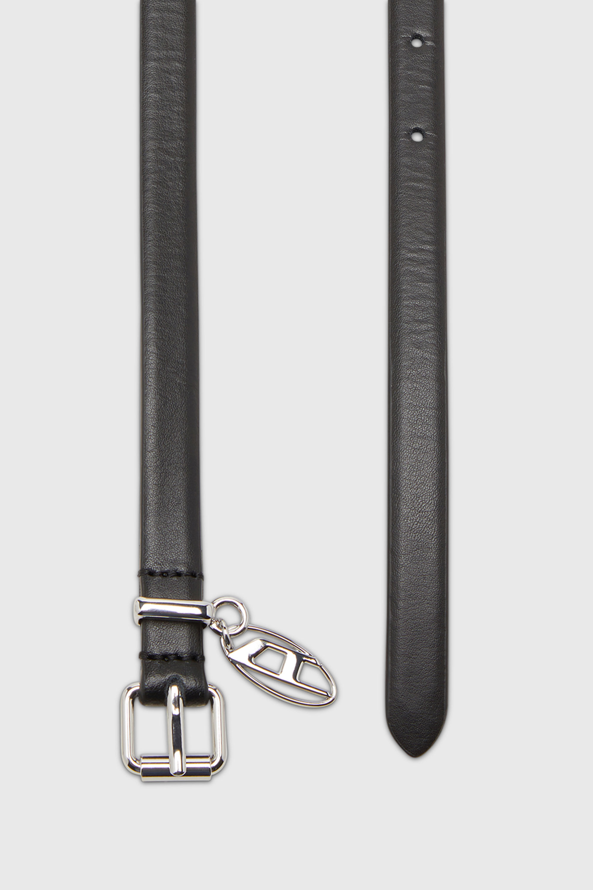 Diesel - B-CHARM-OVAL D, Ceinture 1.5 cm fine en cuir avec charme Oval D Femme in Noir - 2