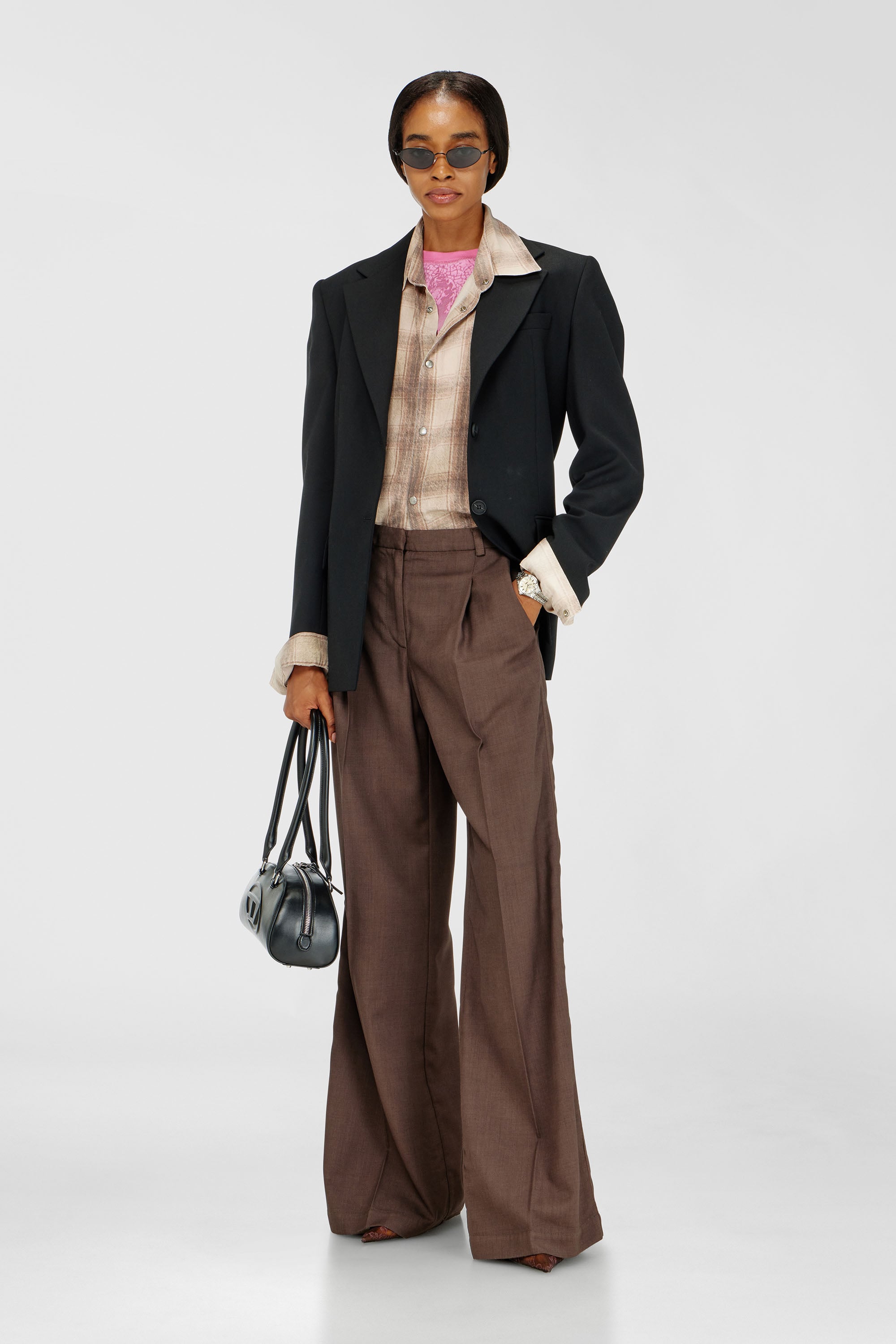 Diesel - P-ARIDE, Pantalon large pliss&eacute; en laine stretch Femme in ToBeDefined - 1