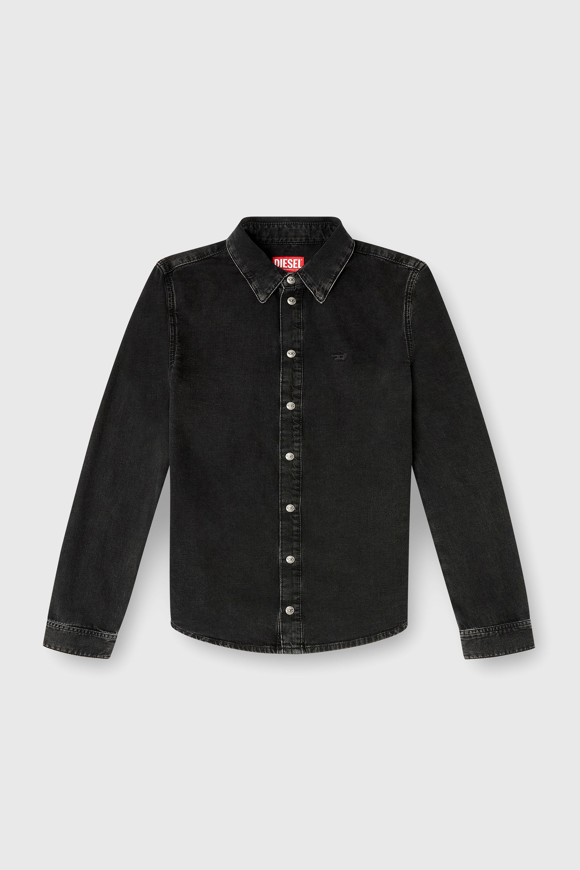 Diesel - DE-EAZY, Chemise en denim avec coutures contrast&eacute;es. Femme in Noir - 2