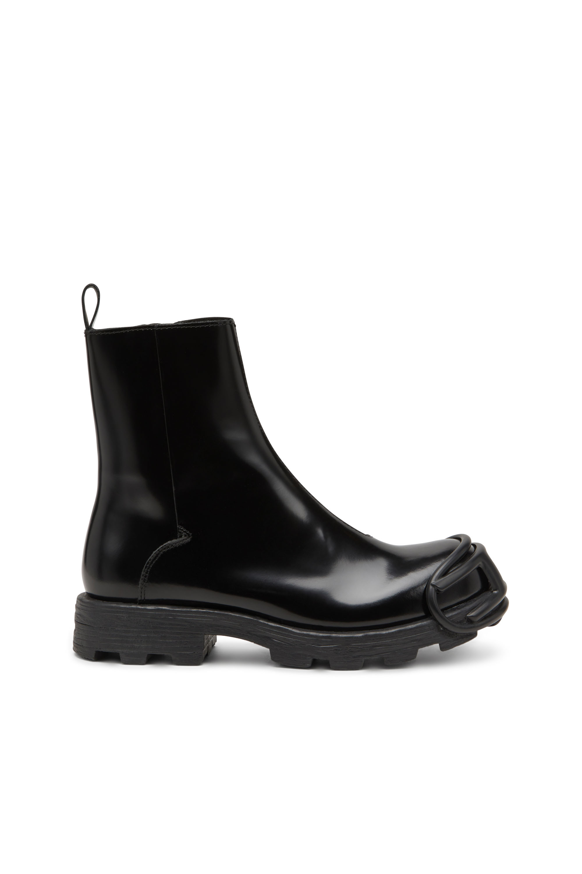 Diesel - D-HAMMER BT ZIP D, D-Hammer-Bottines Chelsea en cuir avec embout Oval D Homme in Noir - 1