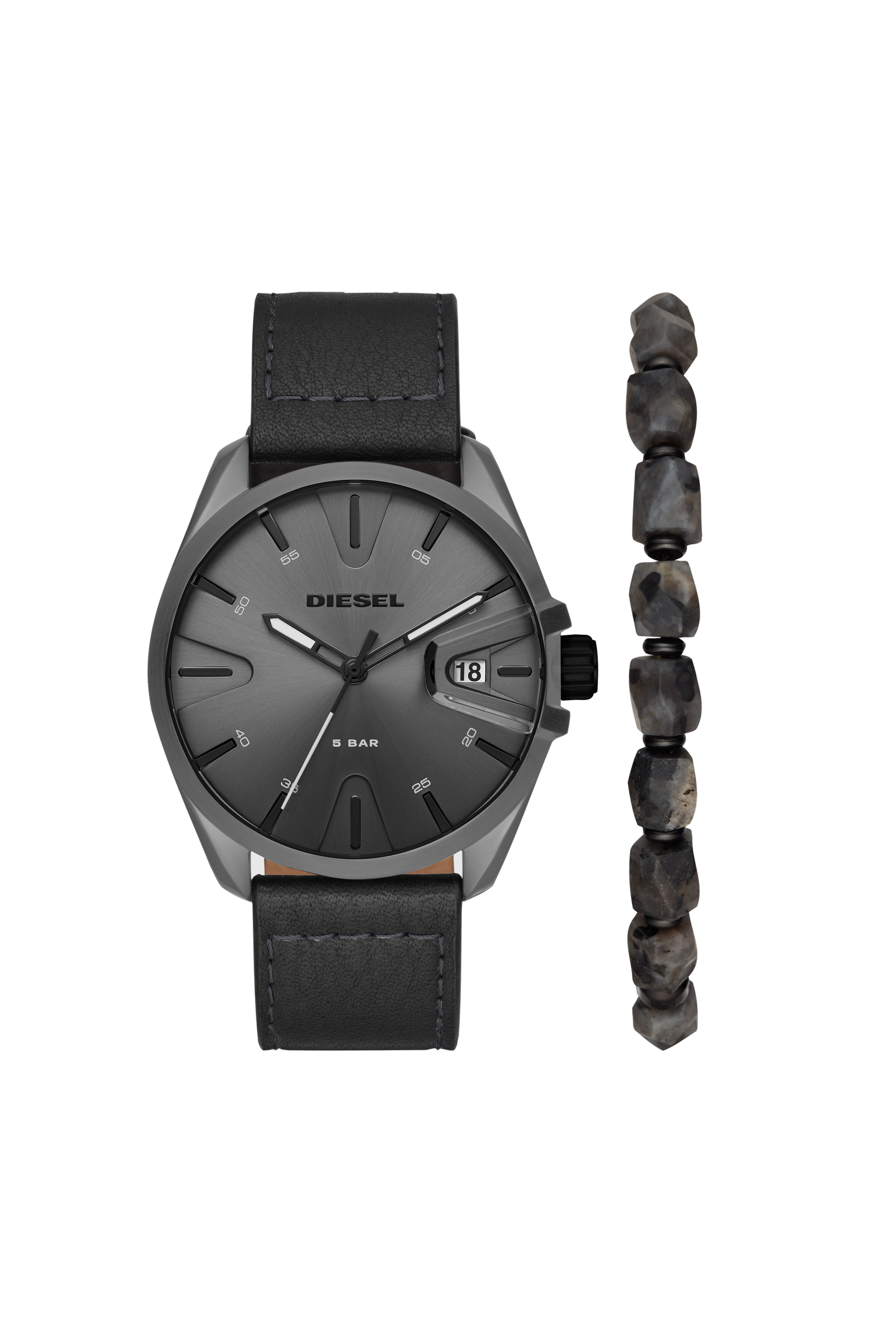 Diesel - DZ1924, Coffret montre MS9 en cuir noir à trois aiguilles et bracelet Homme in Noir - 1