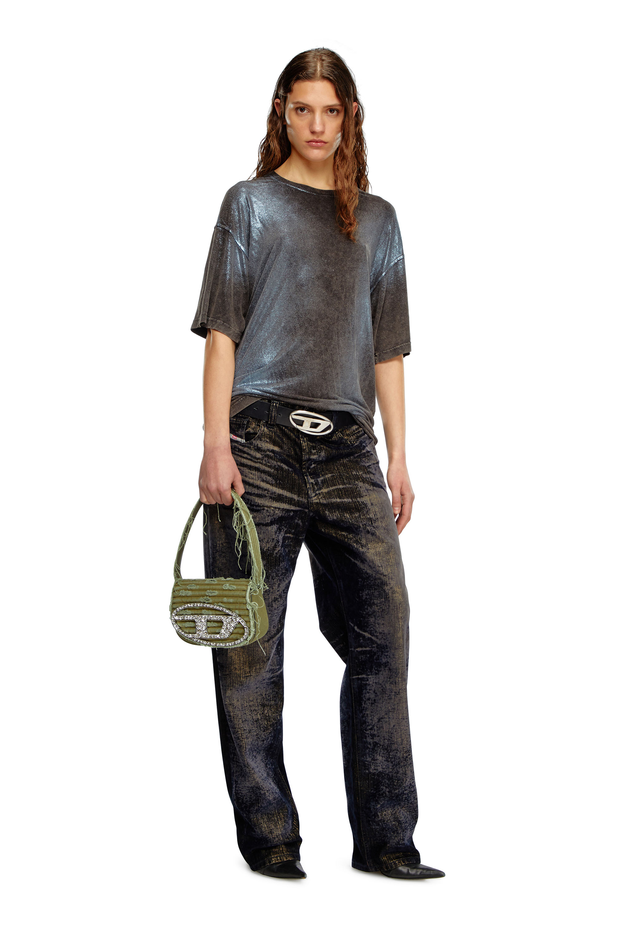 Diesel - 1DR, Femme 1DR-Sac à bandoulière emblématique en toile et cuir in Vert - Image 6