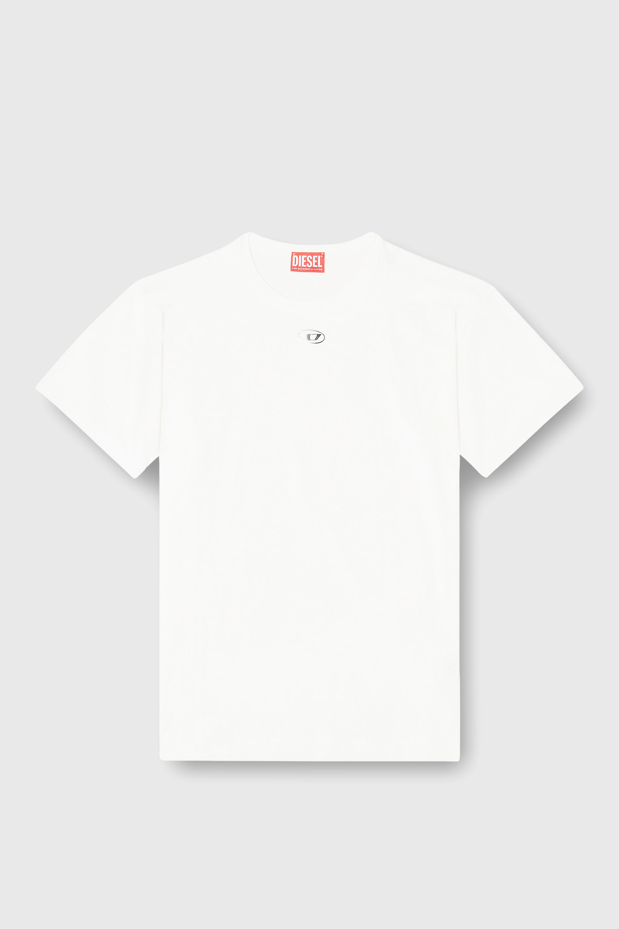 Diesel - T-NORMY-OD-S1, T-shirt en coton avec Oval D m&eacute;tallique Femme in Blanc - 2