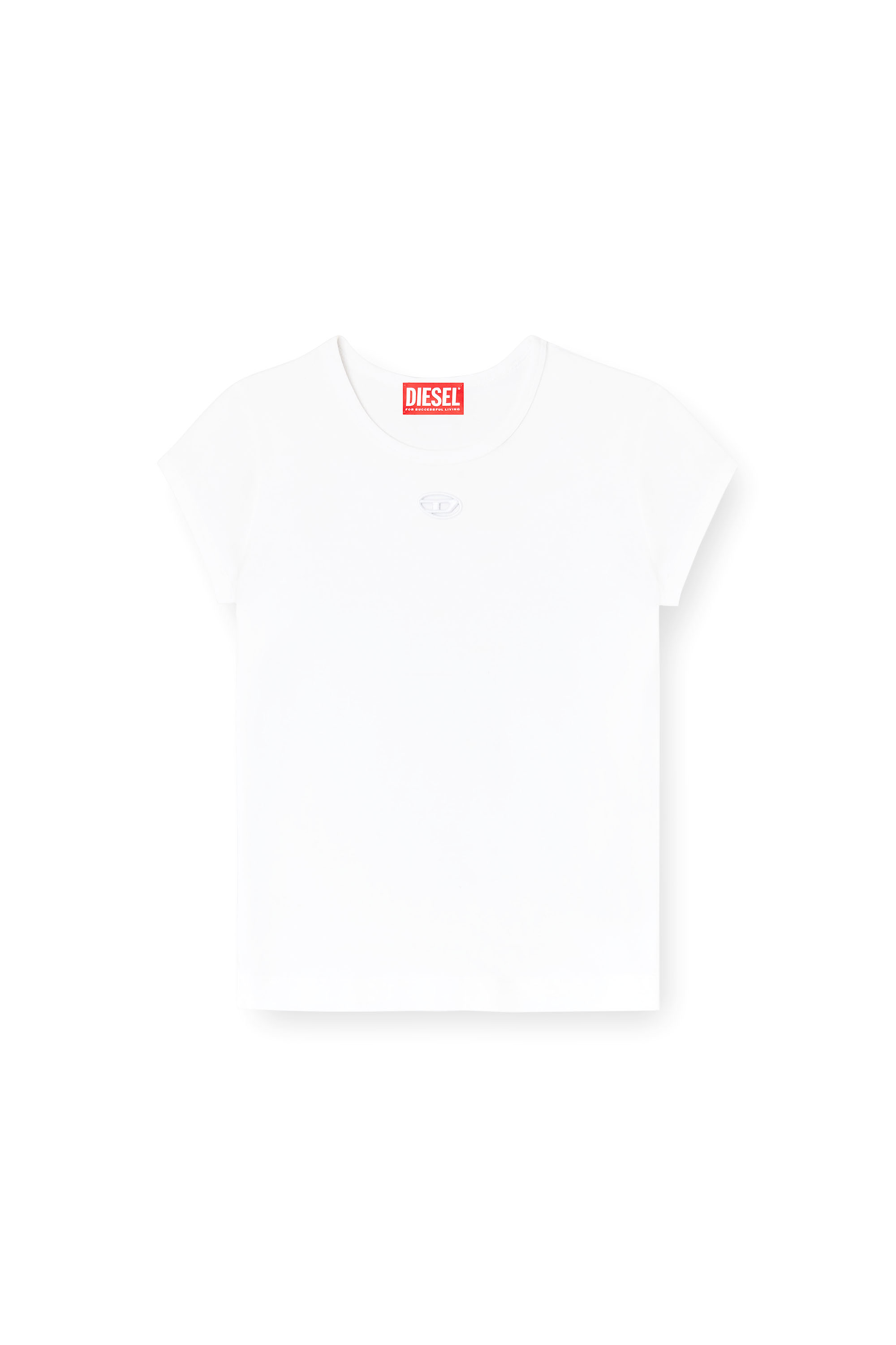 Diesel - T-ANGIE-OD, T-shirt avec logo découpé brodé Femme in Blanc - 3