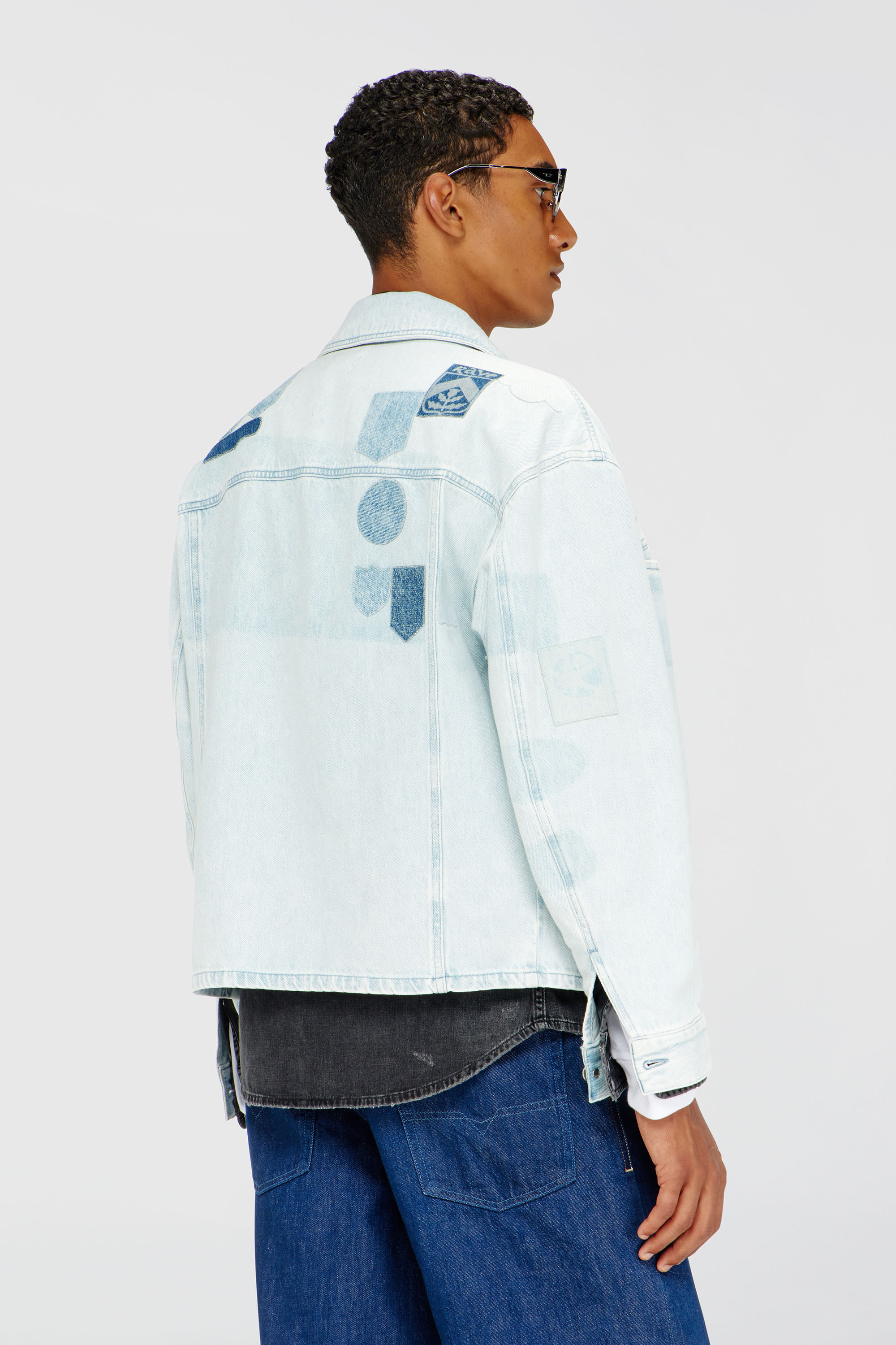 Diesel - D-RYMAVO-S, Chemise en denim effet patch Mixte in Bleu - 4