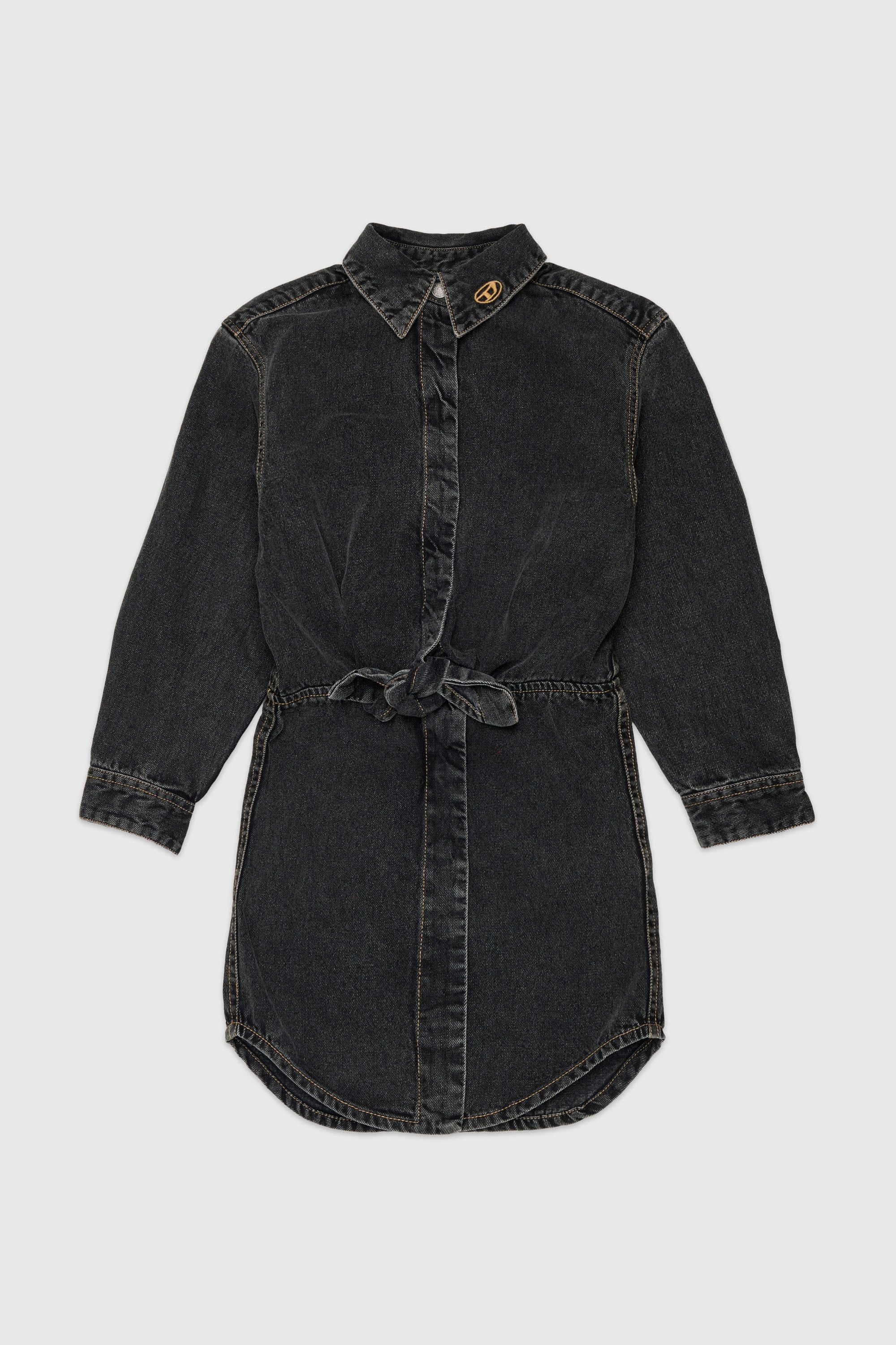 Diesel - DESUSY, Robe-chemise en denim avec ceinture nou&eacute;e &agrave; la taille Femme in Noir - 1