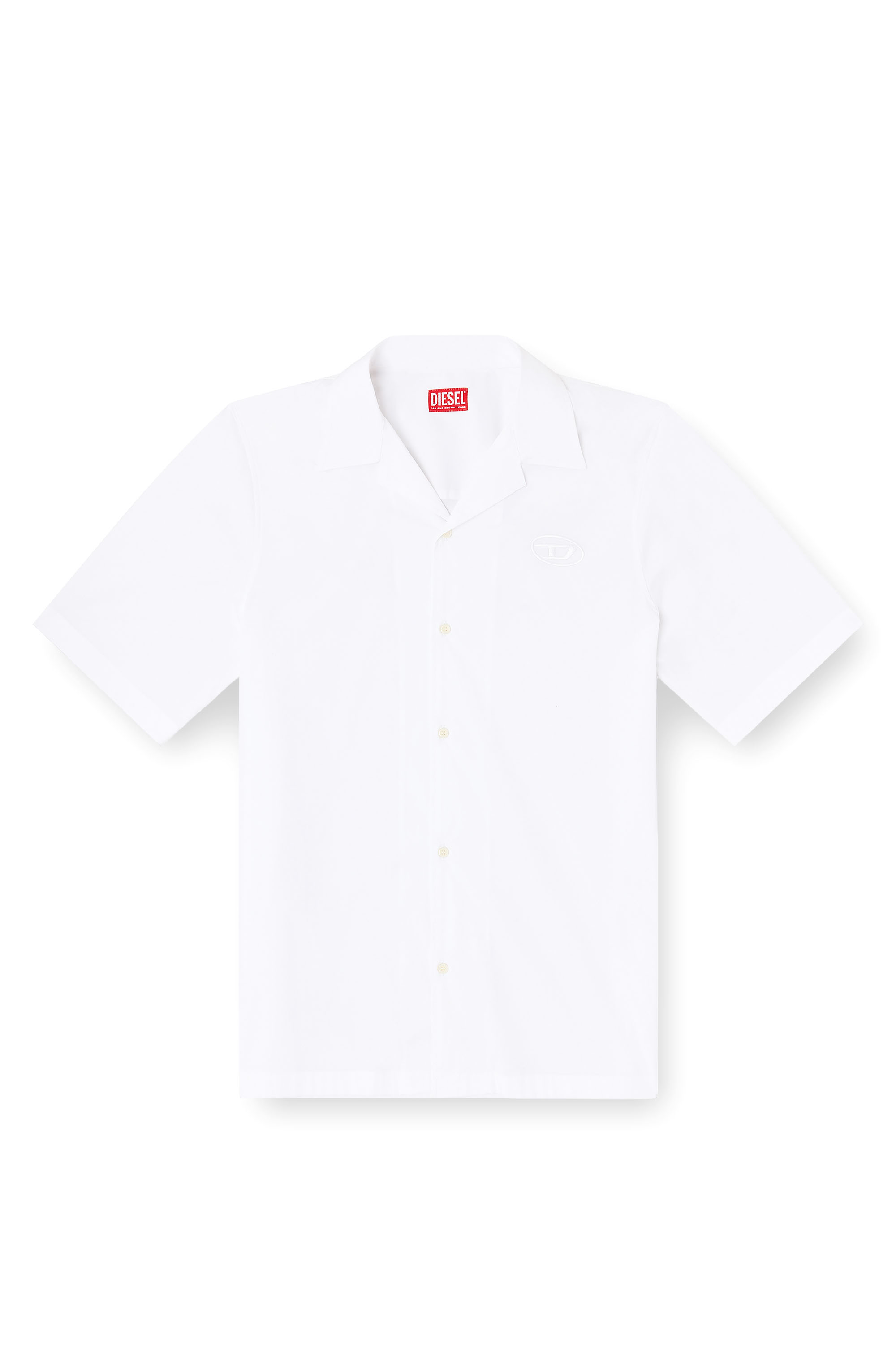 Diesel - S-MAC-GSBH, Chemise en popeline stretch avec broderie Oval D Homme in Blanc - 3
